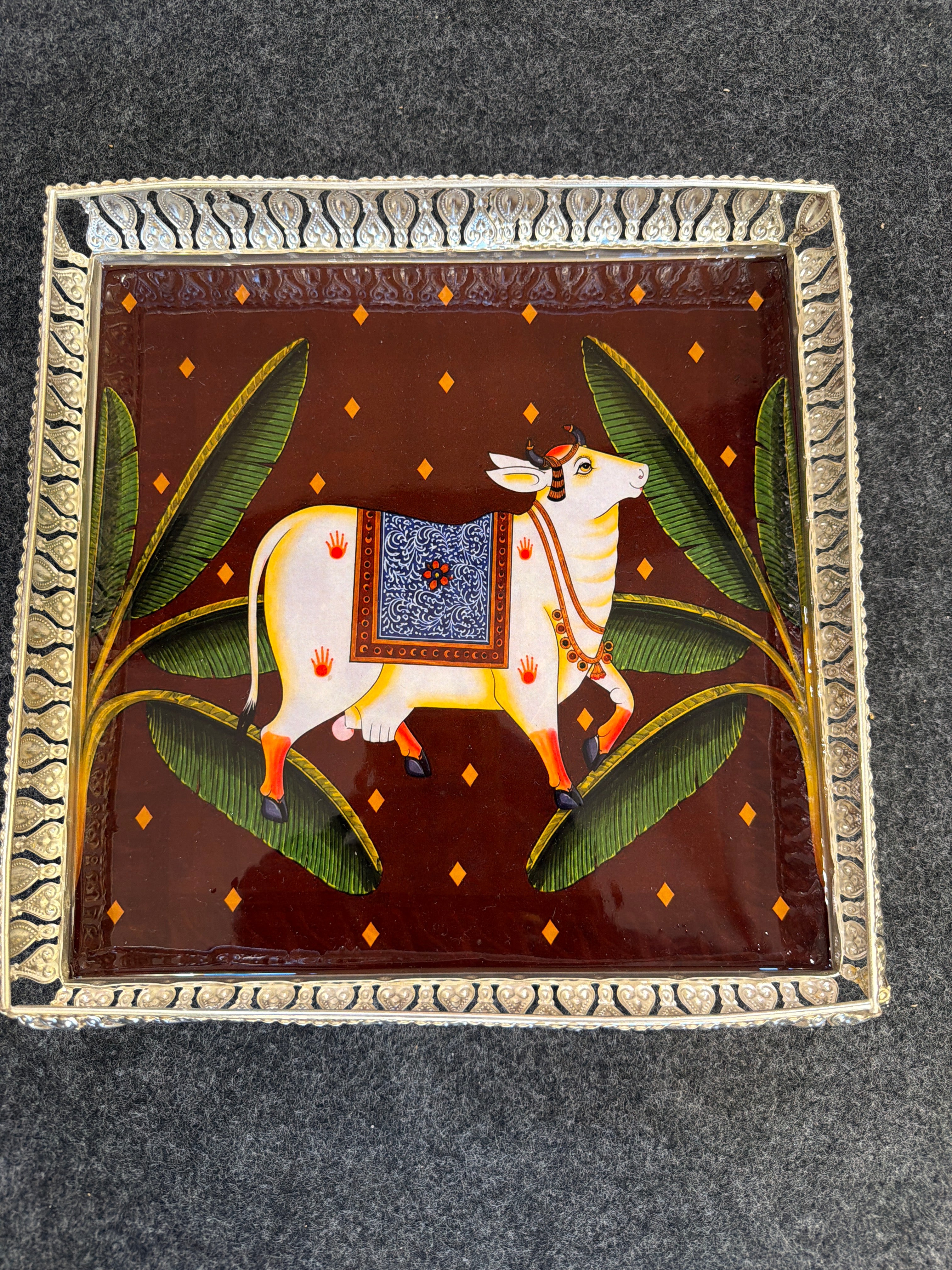 German Silver Square Tray 10 inch - Design G