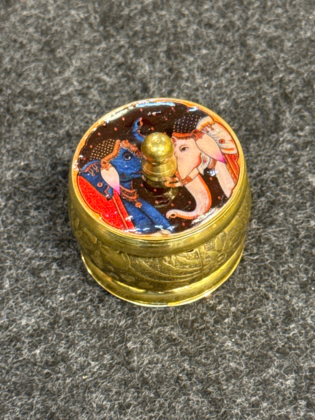 Brass Pichwai Kum Kum Holder - Design F