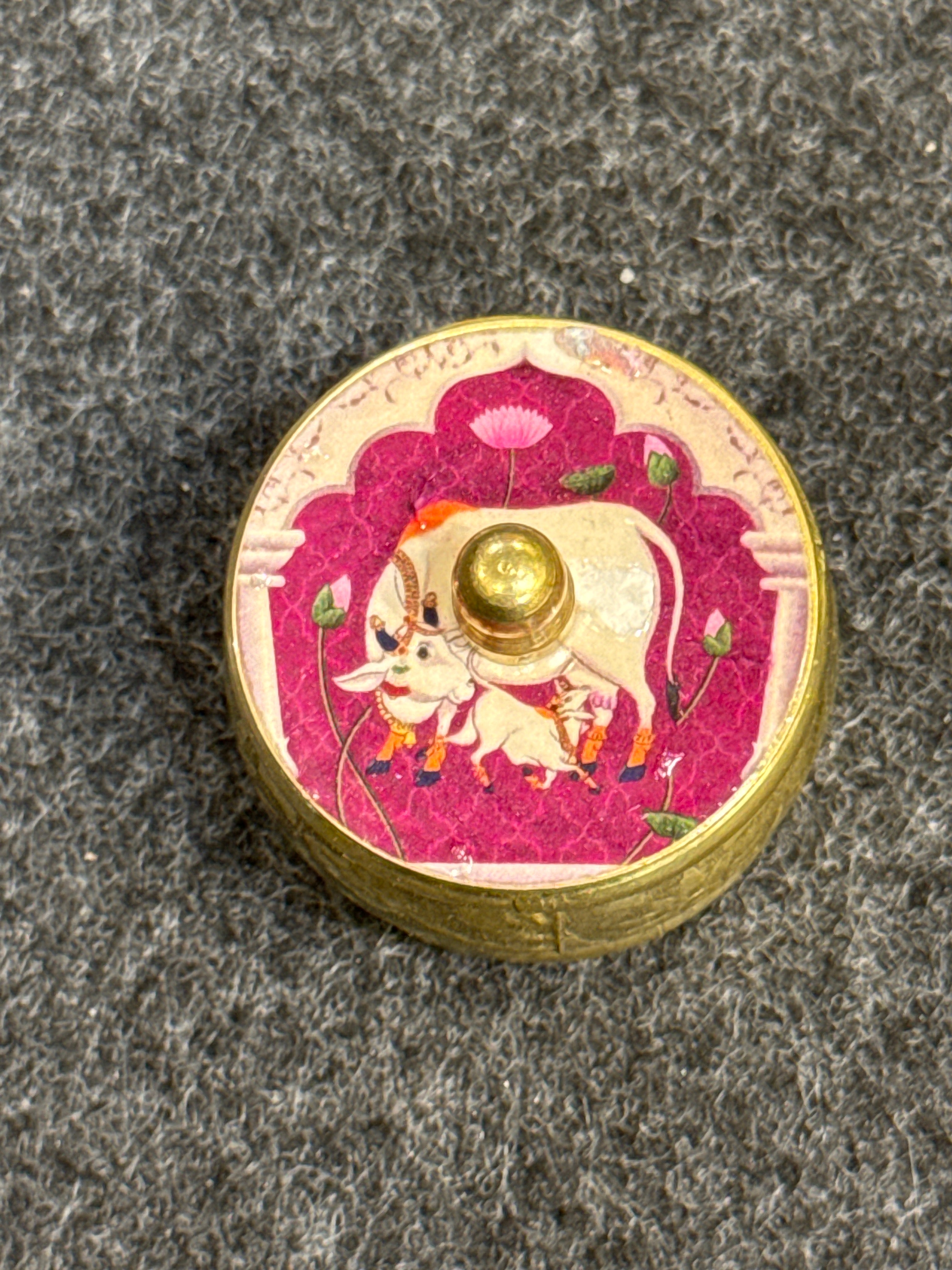 Brass Pichwai Kum Kum Holder - Design A