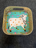 Gold Finish Metal Tray Square 6 inch - Design I