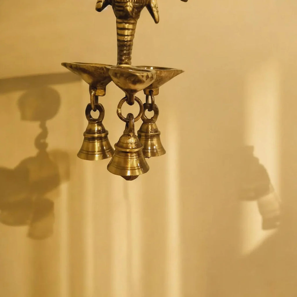 Brass Ganesha Wall Hanging Oil Lamp (Brown, 10″)