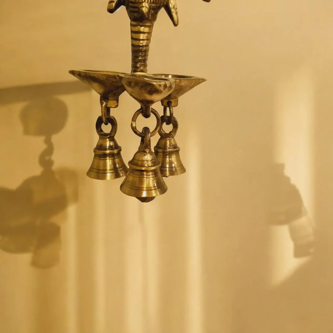 Brass Ganesha Wall Hanging Oil Lamp (Brown, 10″)