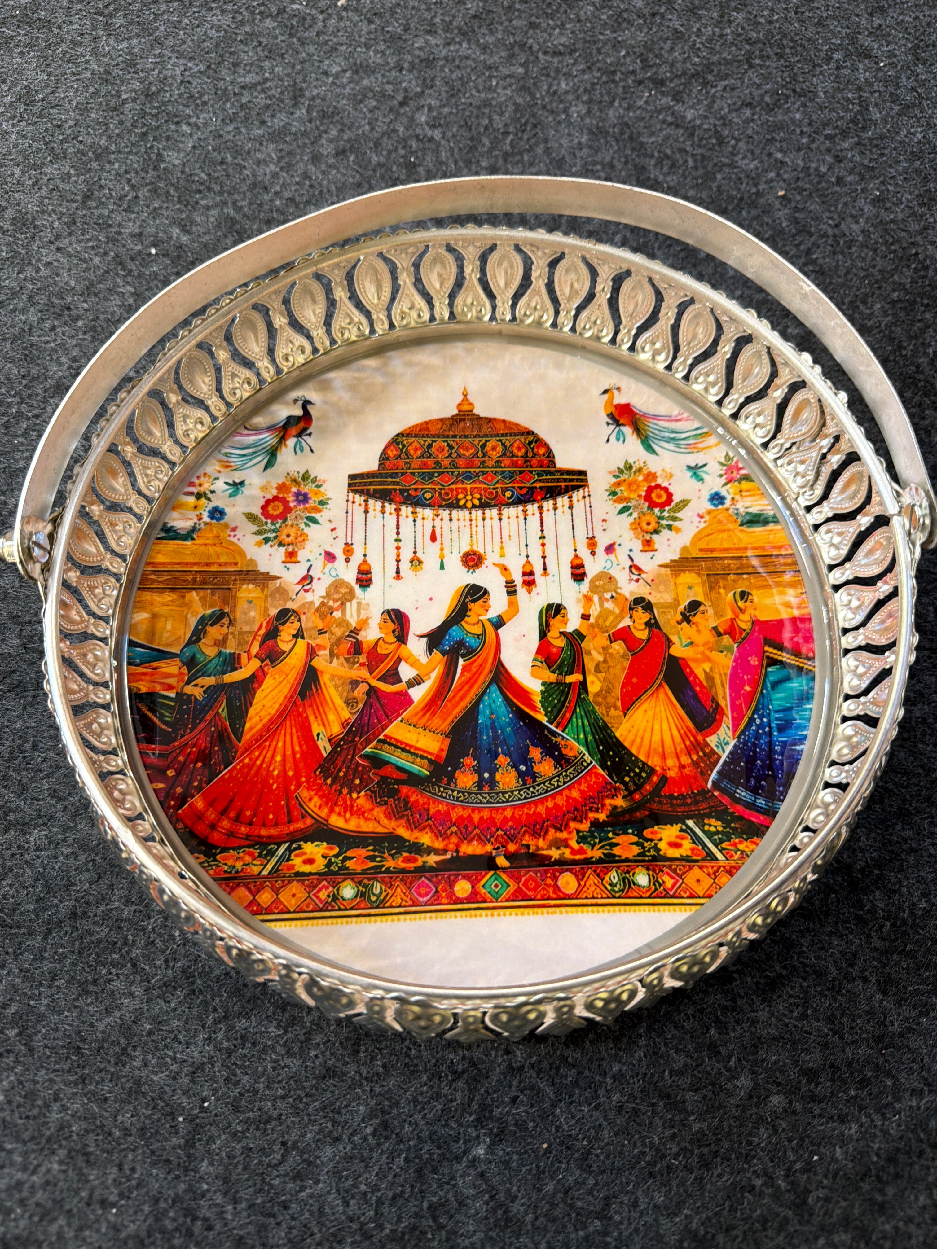 German Silver Round Tray 8 inch - Design C
