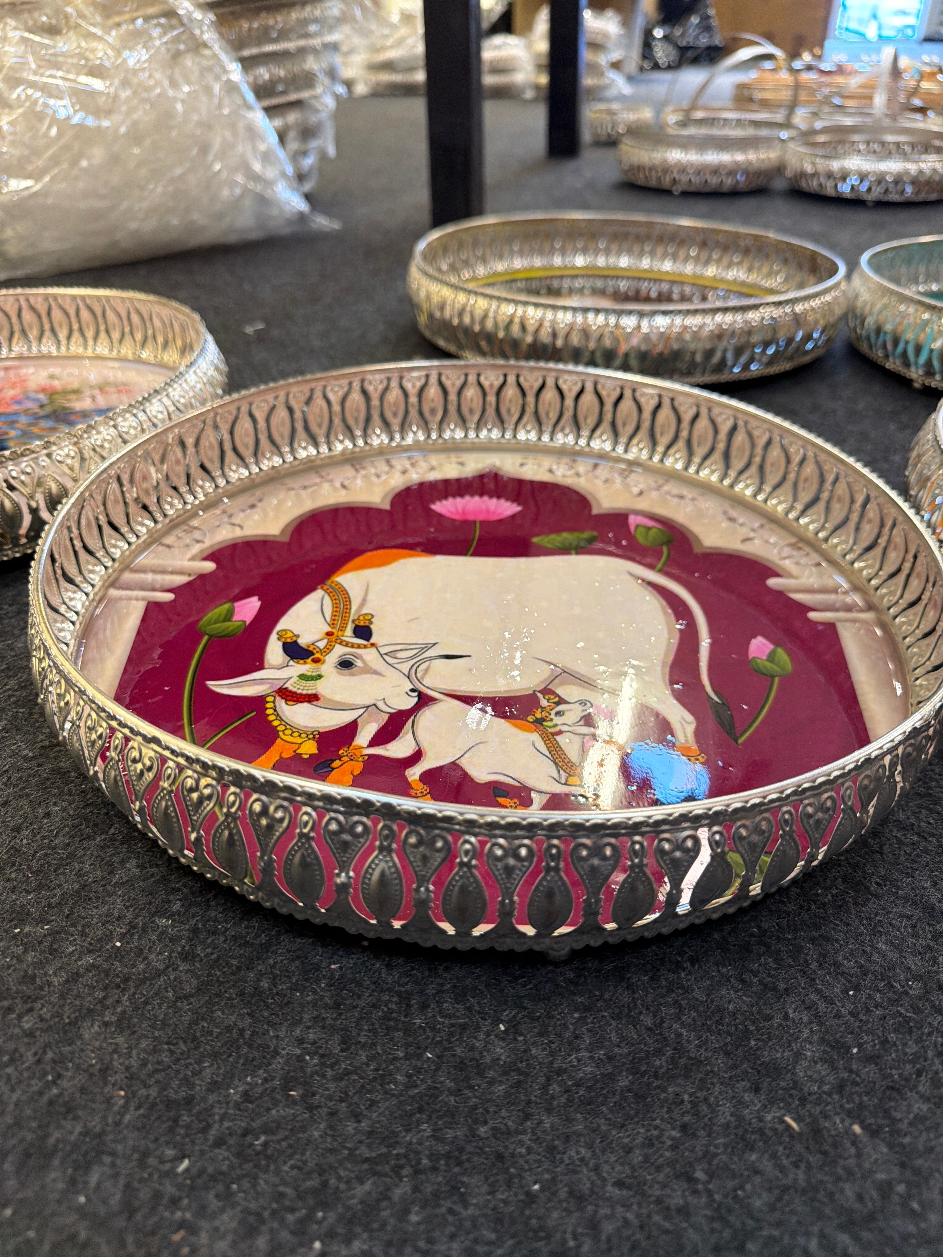 German Silver Round Tray 12 inch - Design A