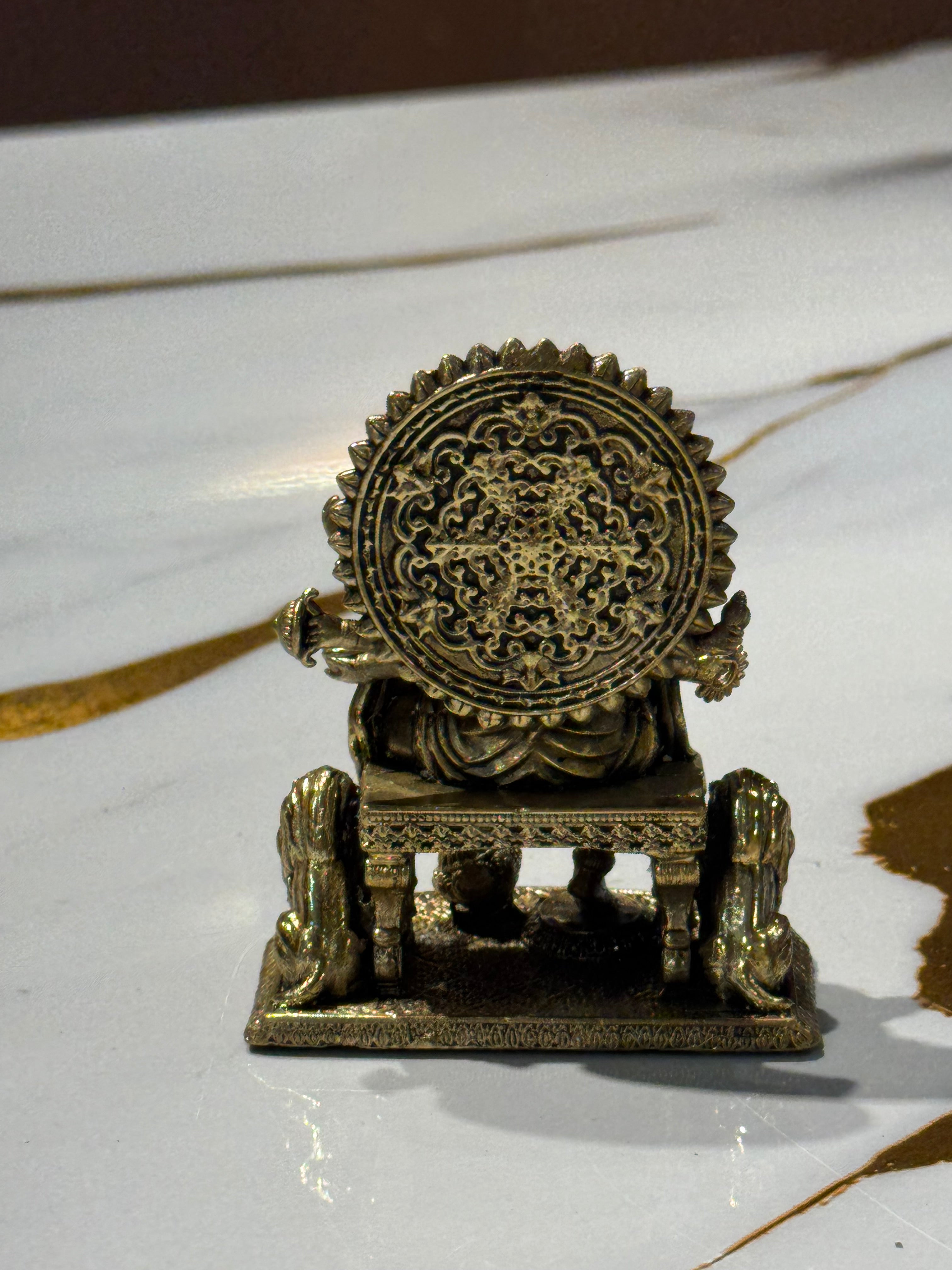 Panchmukhi Hanuman Statue on Lion Throne - Brass (3 inch)