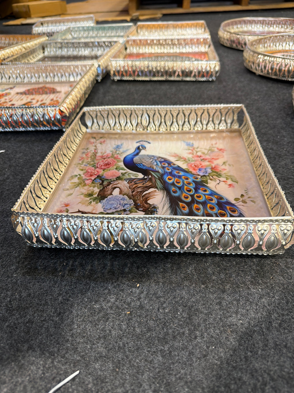 German Silver Square Tray 10 inch - Design B
