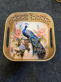 Gold Finish Metal Tray Square 6 inch - Design B
