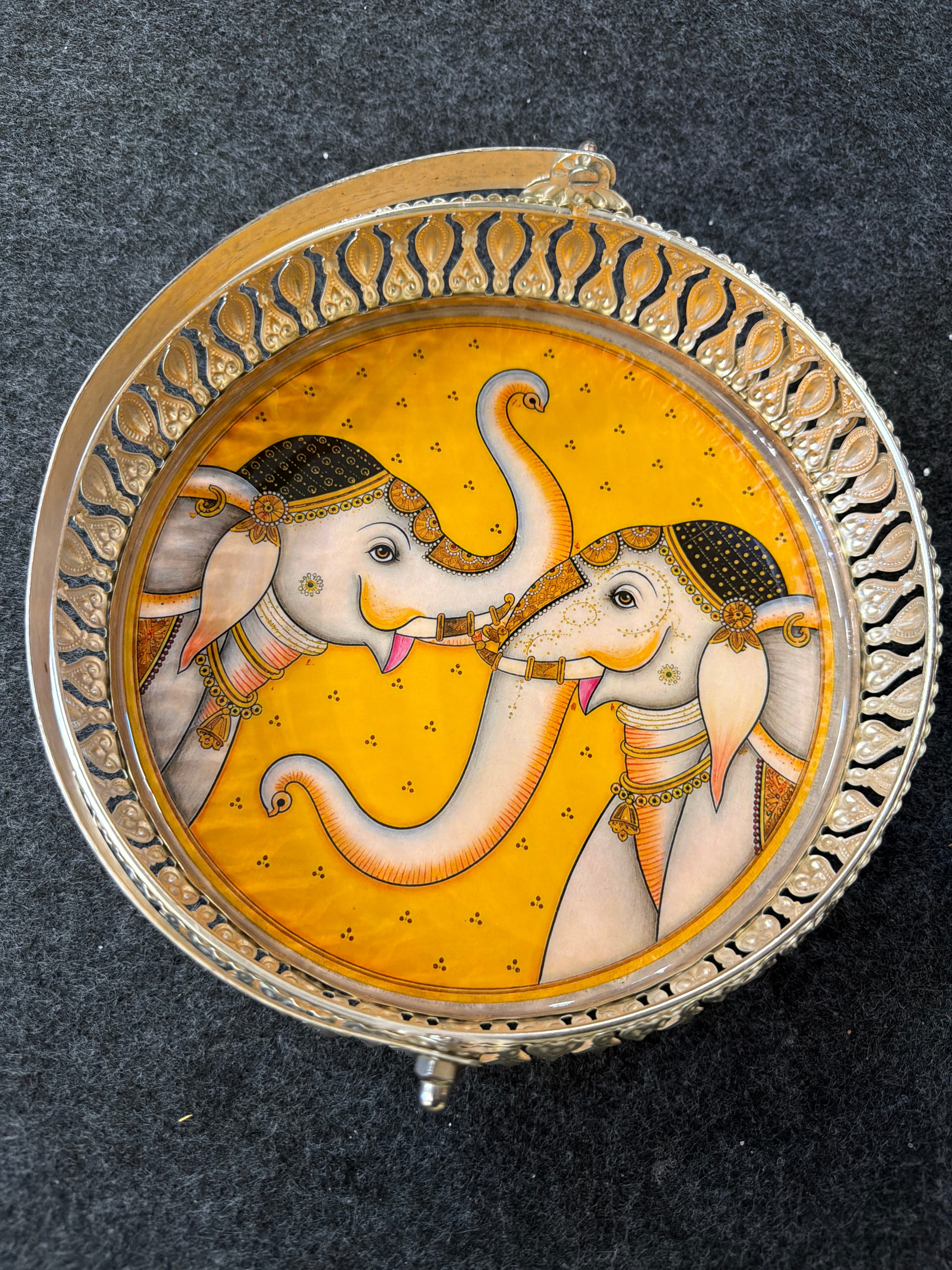 German Silver Round Tray 8 inch - Design E