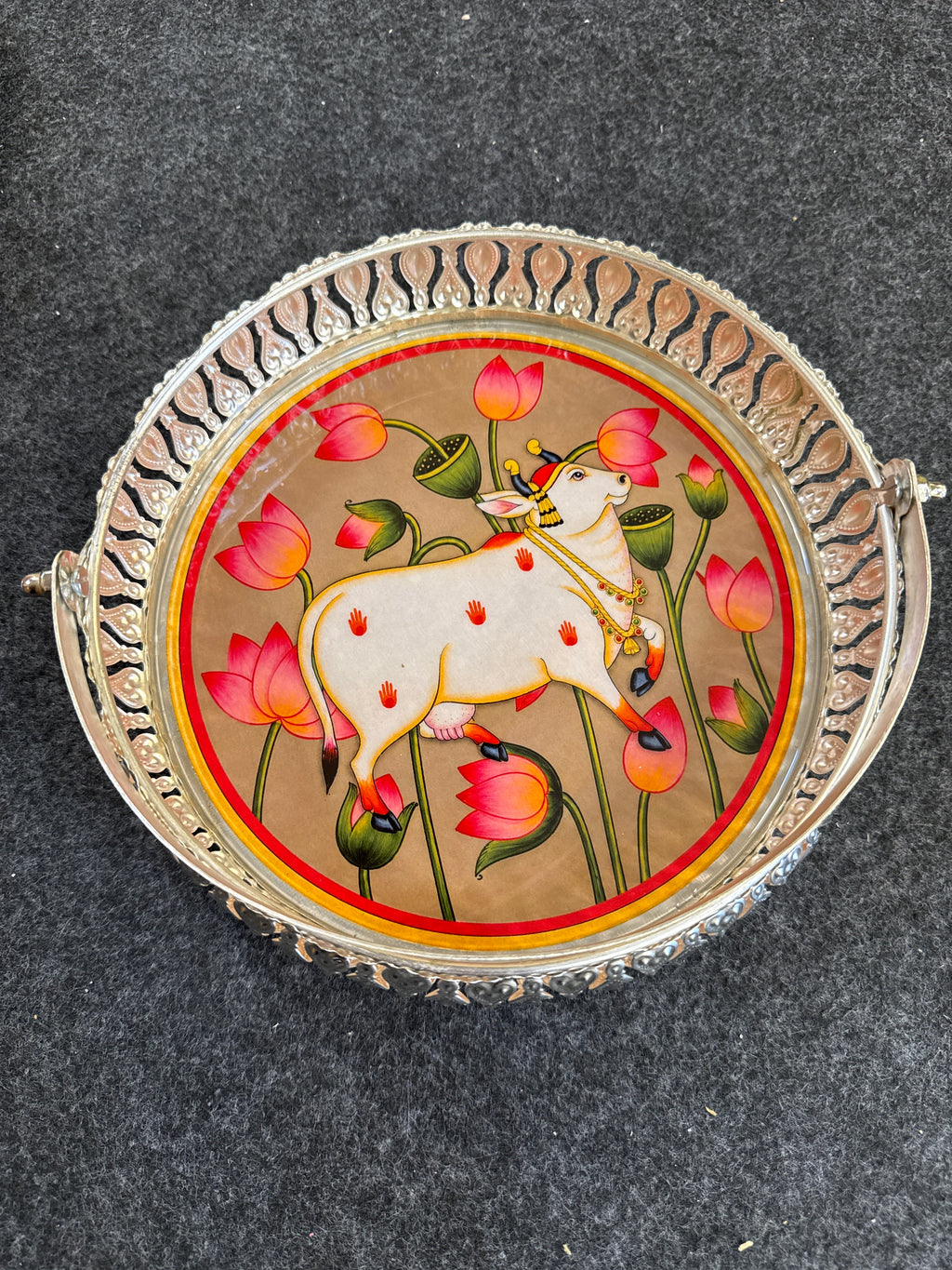 German Silver Round Tray 8 inch - Design H