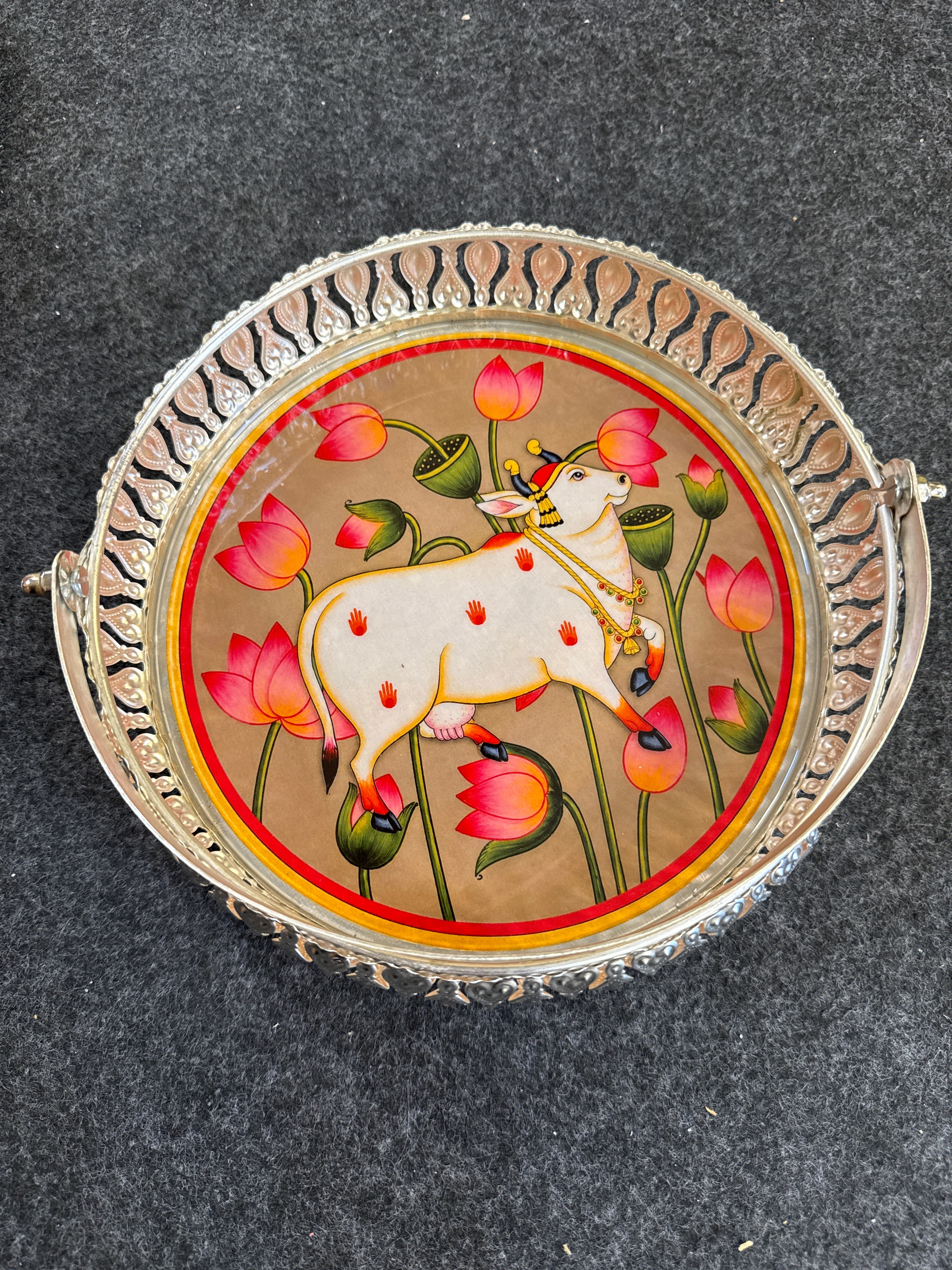 German Silver Round Tray 8 inch - Design H