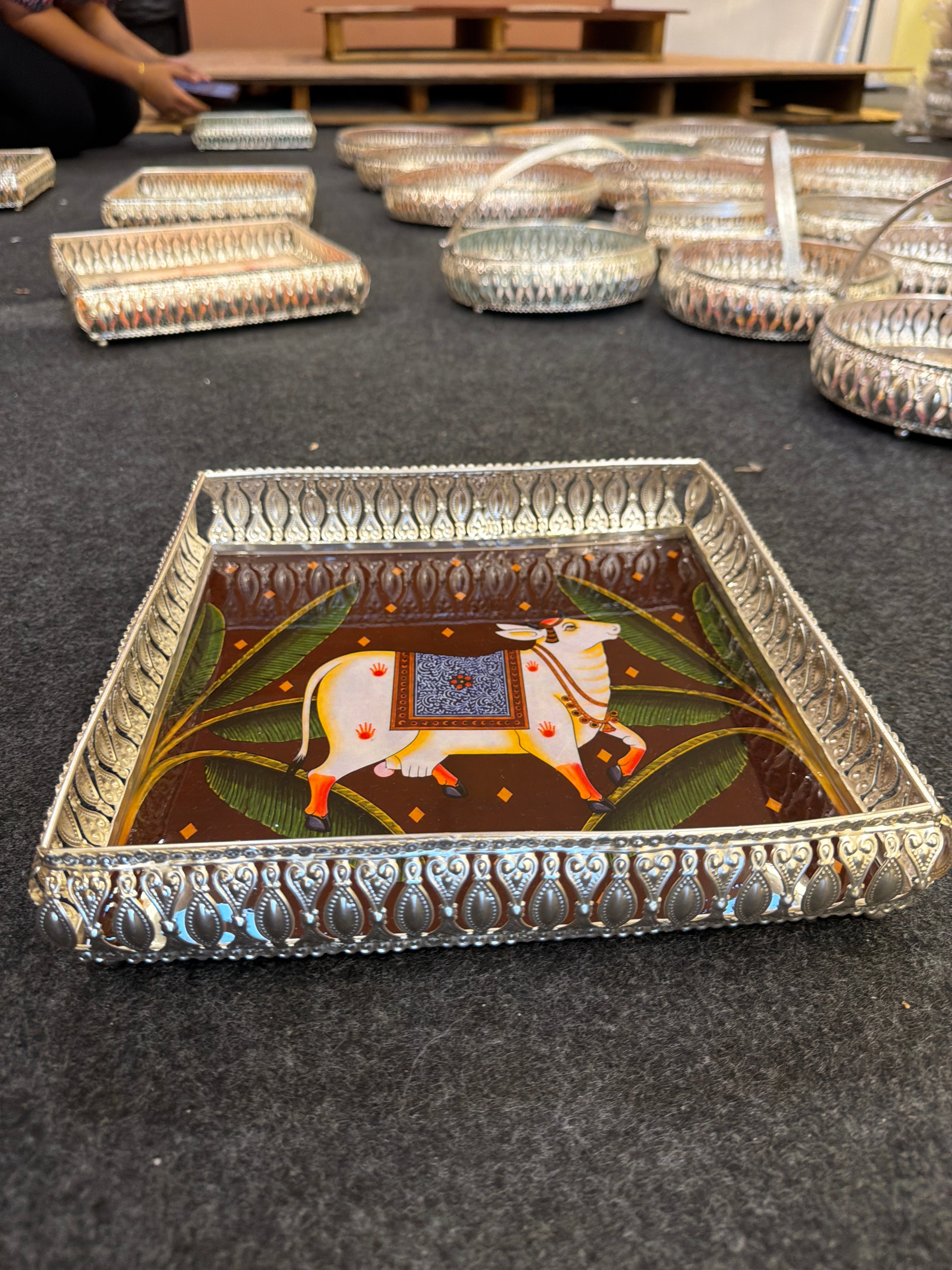 German Silver Square Tray 10 inch - Design G