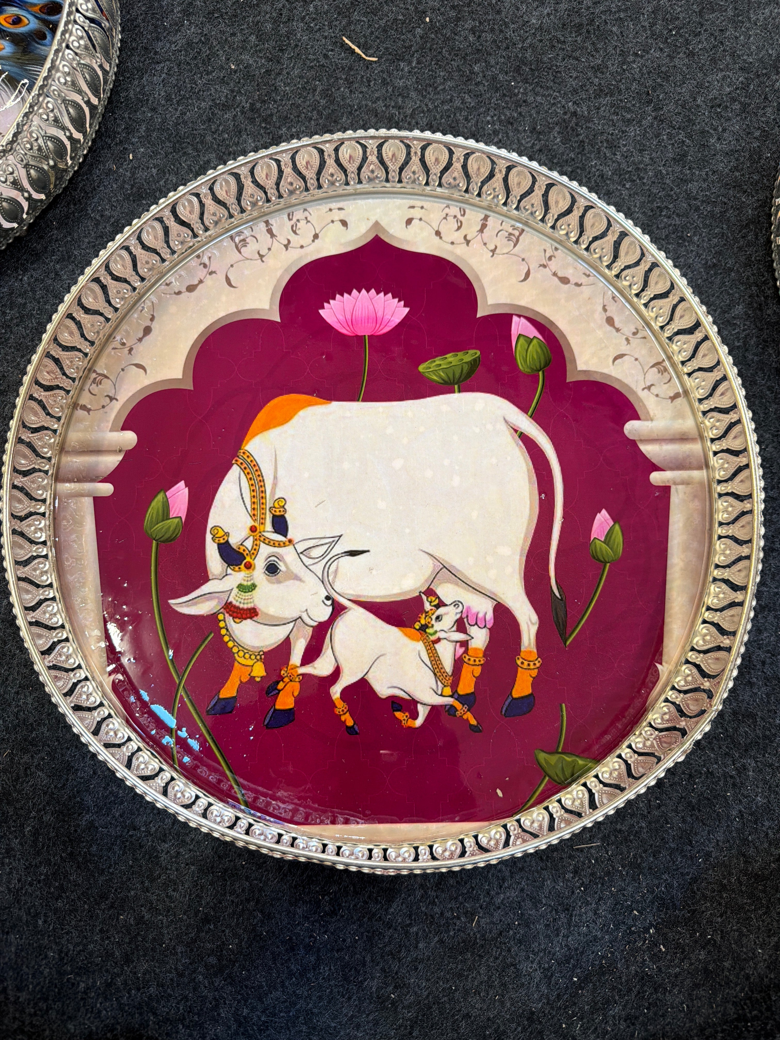 German Silver Round Tray 12 inch - Design A