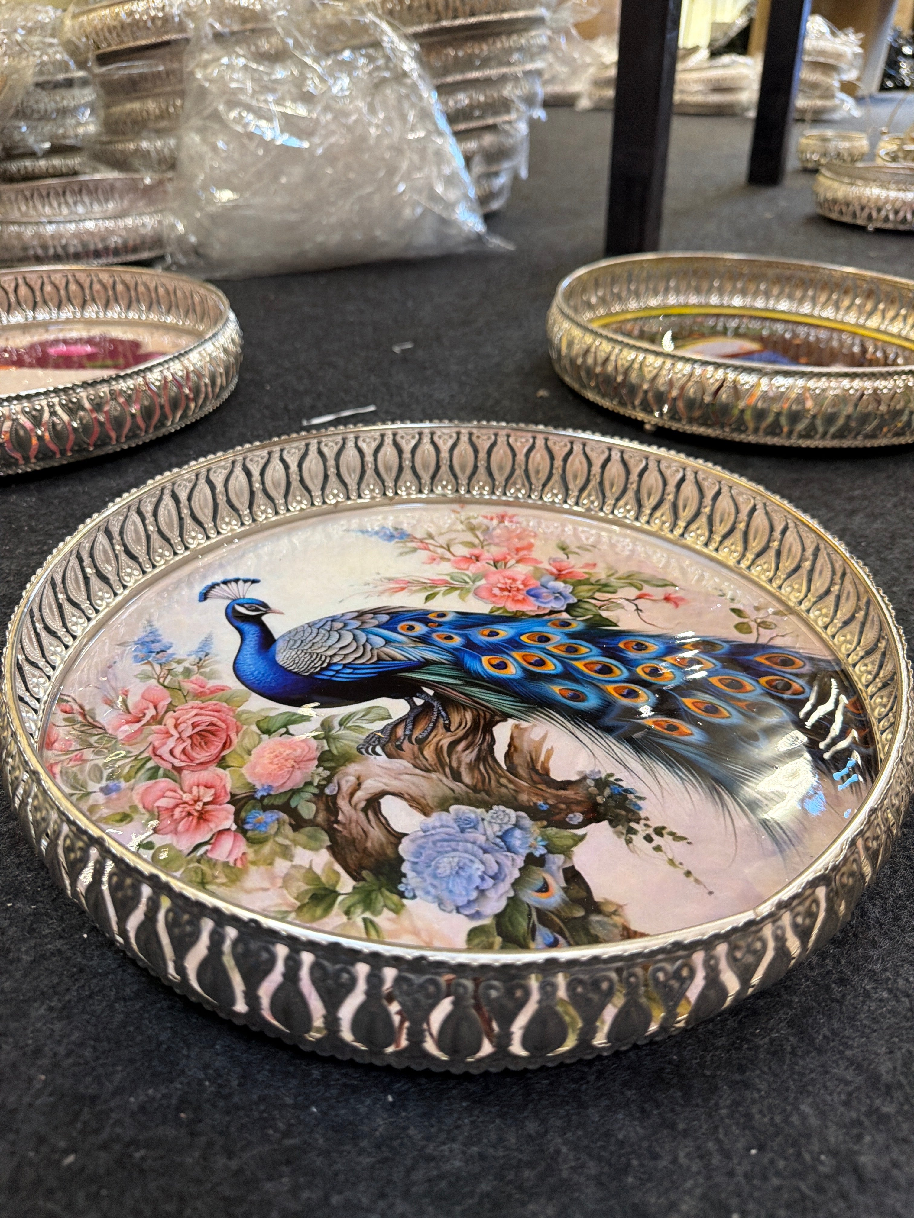 German Silver Round Tray 12 inch - Design B