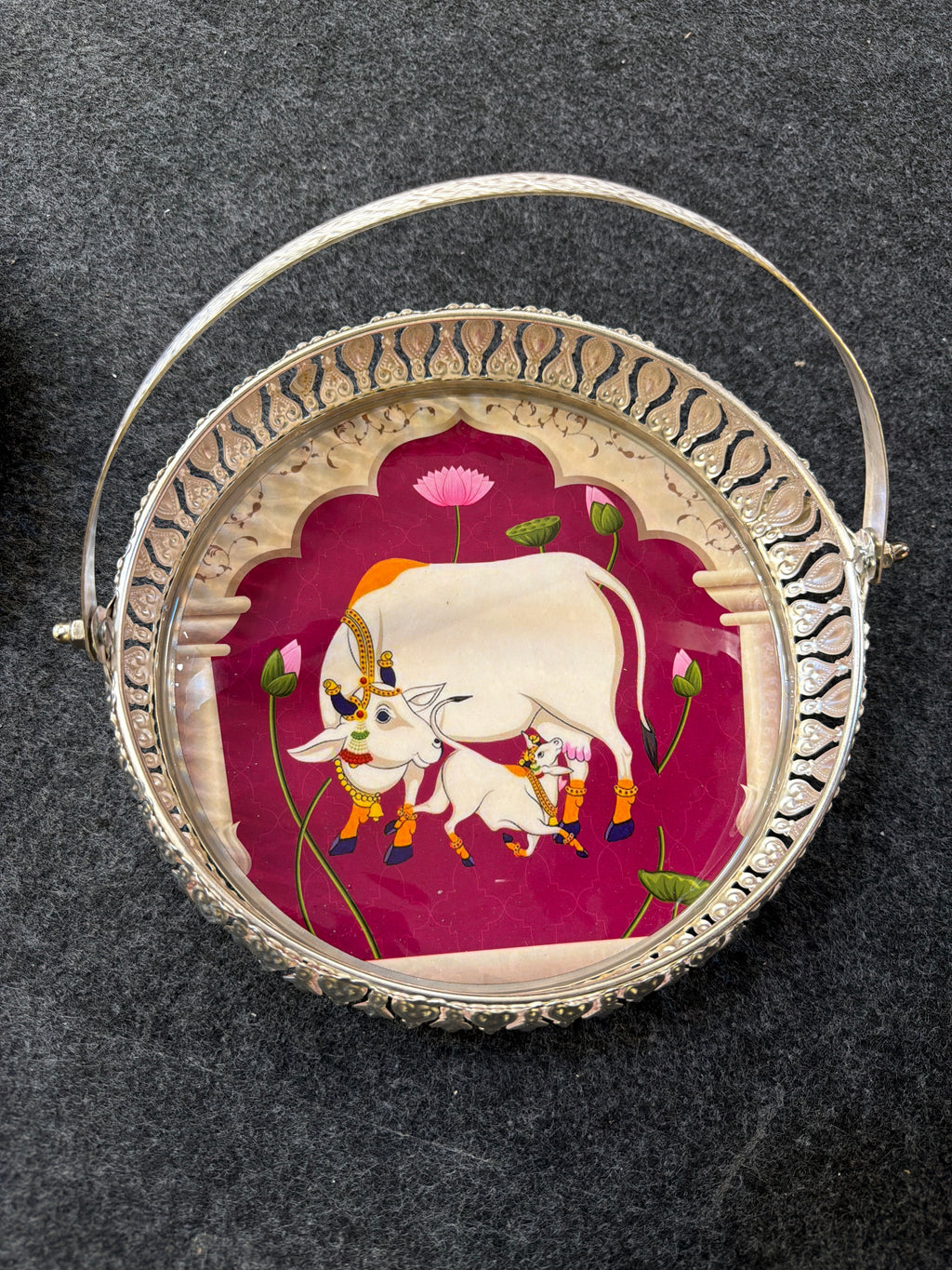 German Silver Round Tray 8 inch - Design A