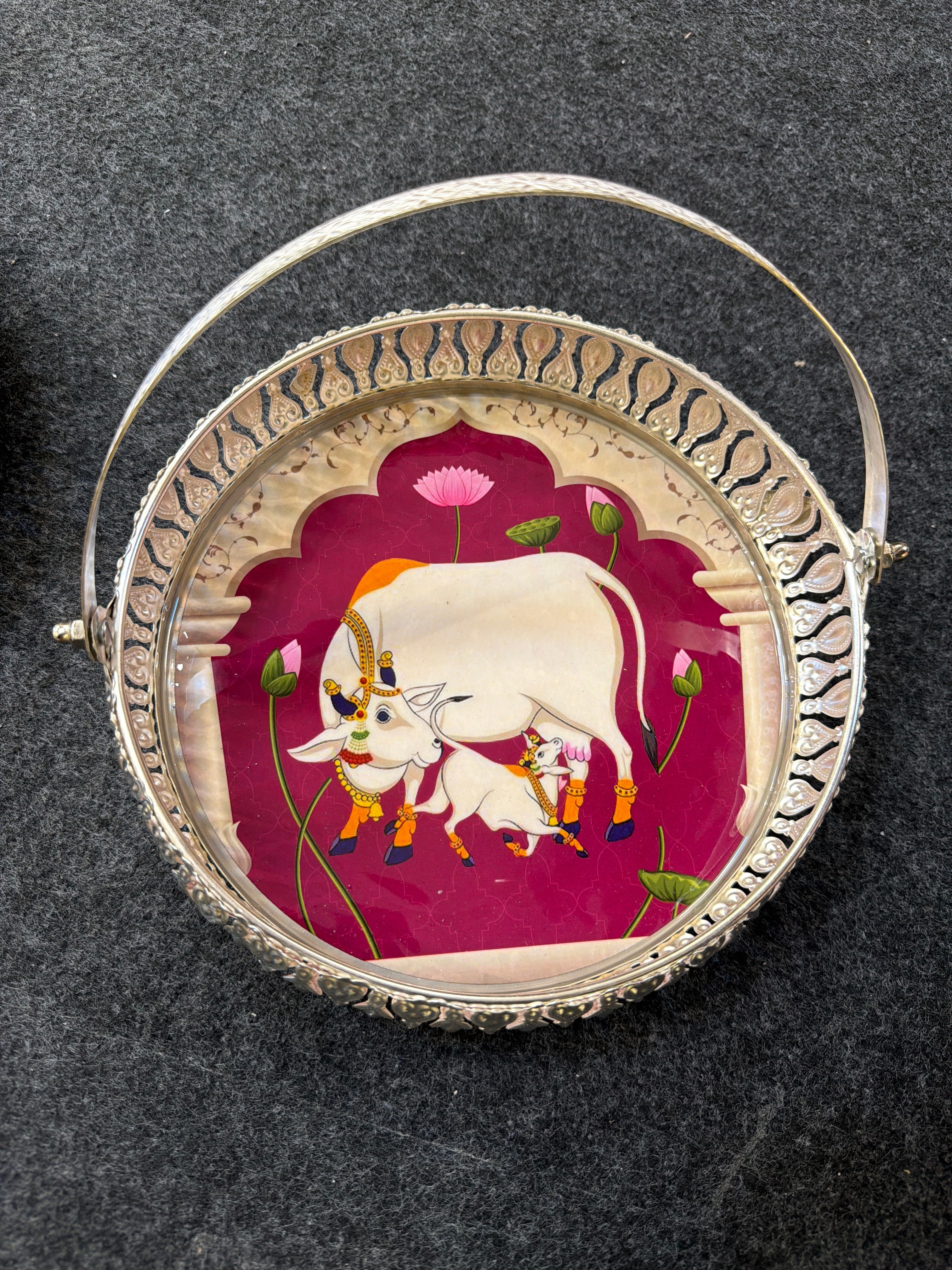 German Silver Round Tray 8 inch - Design A