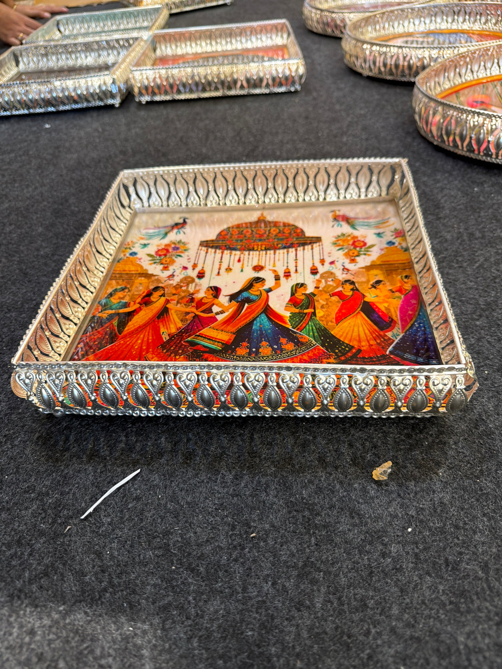German Silver Square Tray 10 inch - Design C