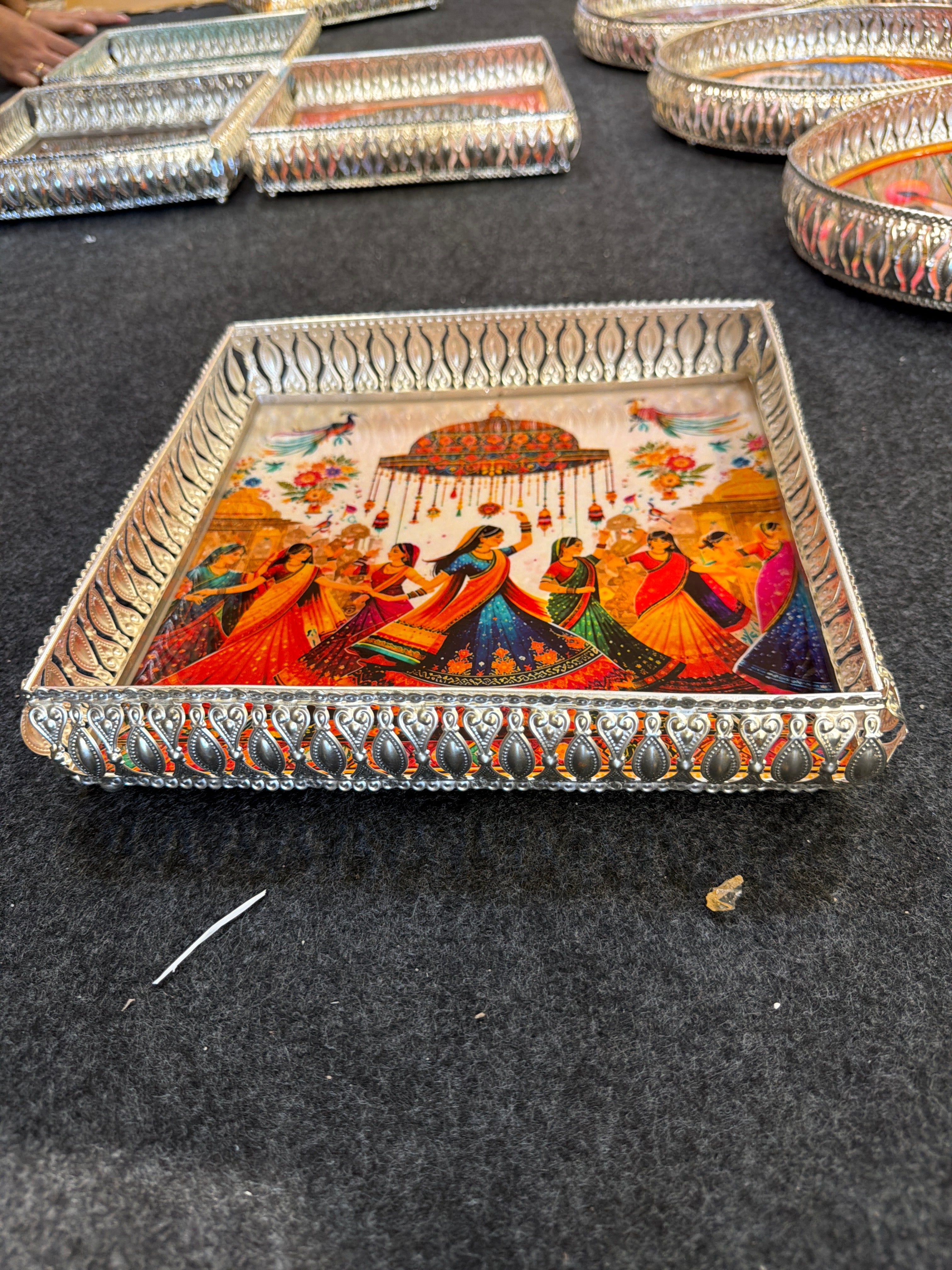German Silver Square Tray 10 inch - Design C