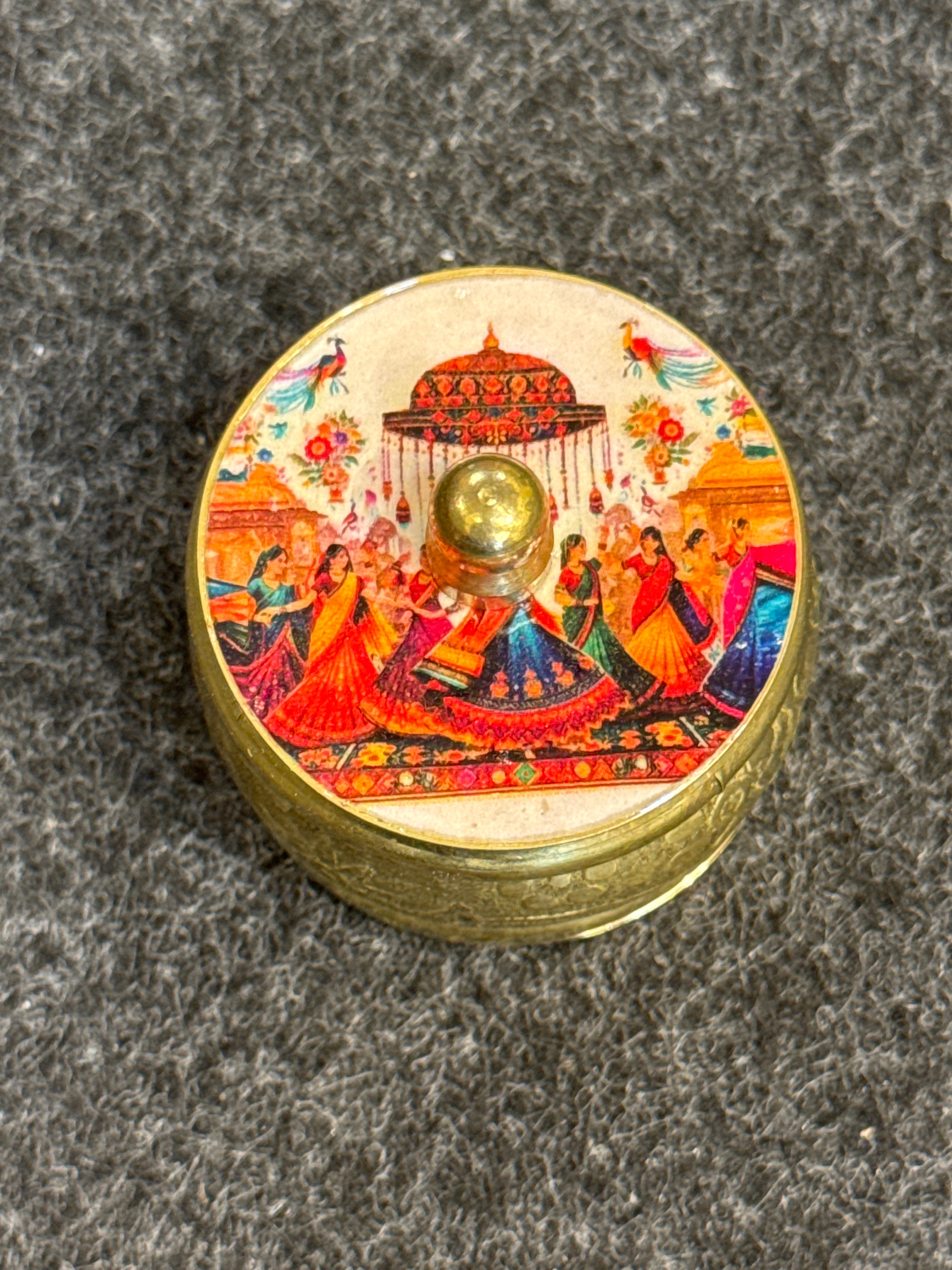 Brass Pichwai Kum Kum Holder - Design C