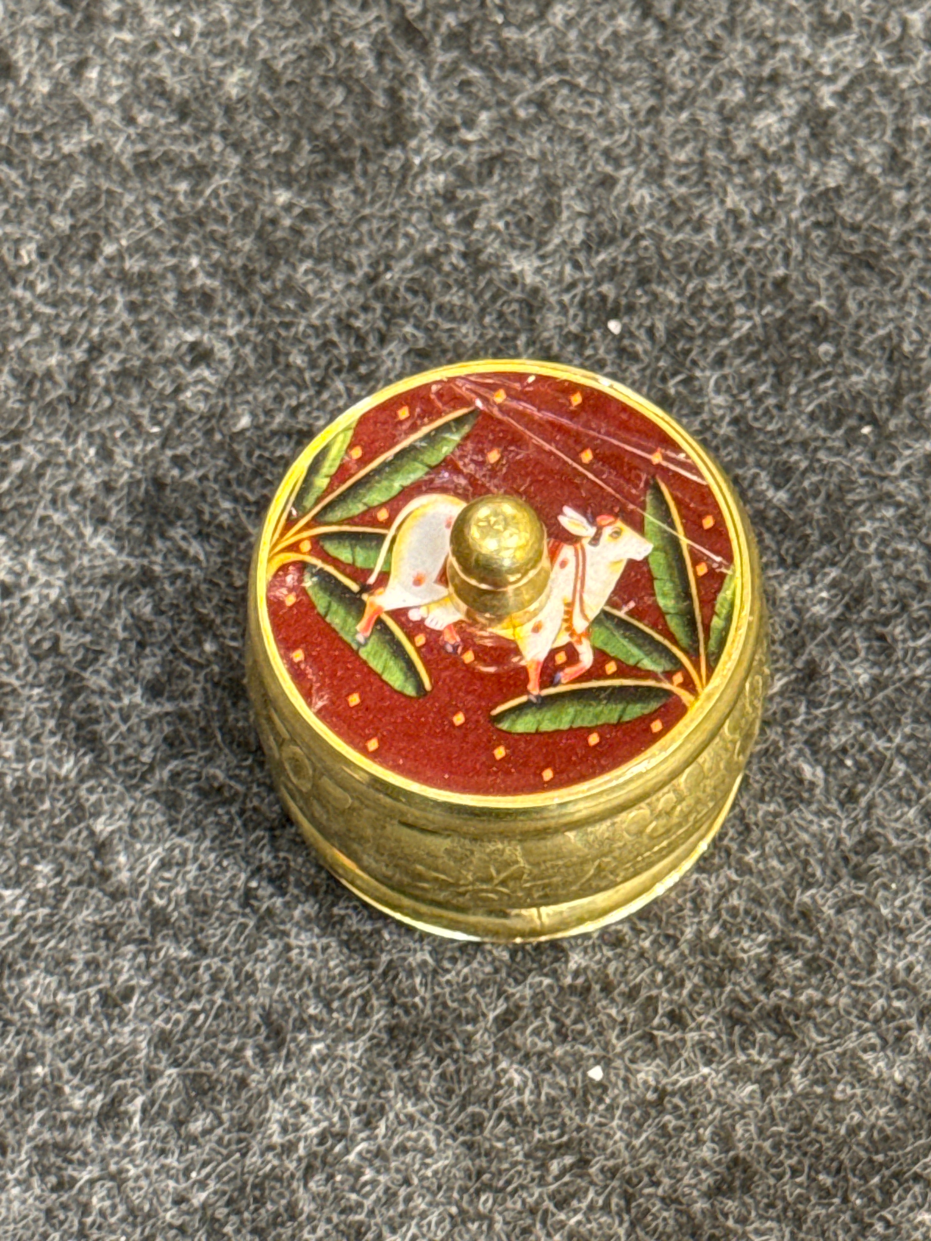 Brass Pichwai Kum Kum Holder - Design G