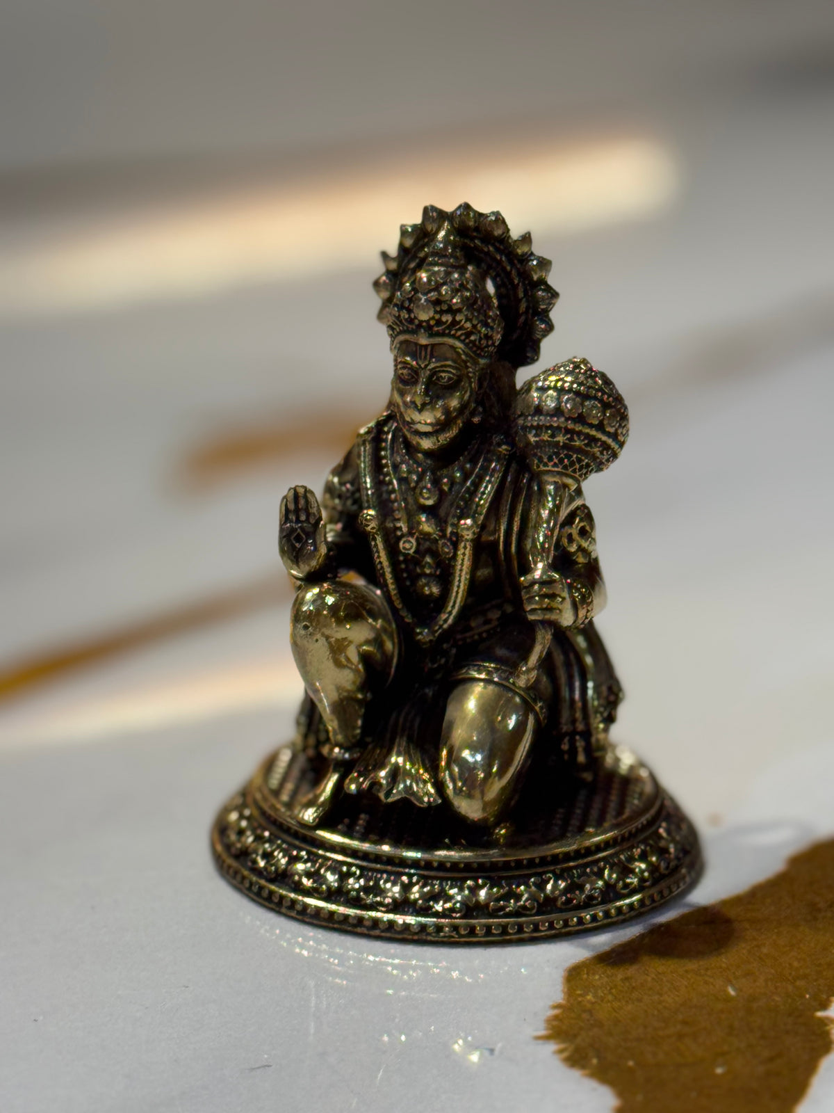 Hanuman Statue with Gada - Antique Silver Finish