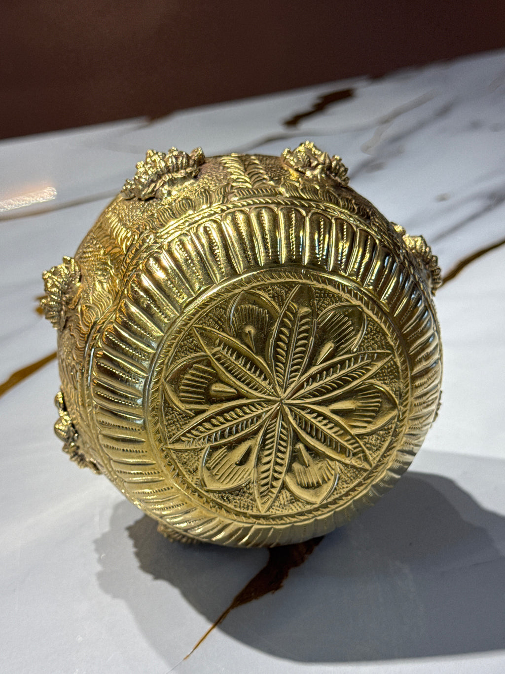 Handcrafted Brass Ashtalakshmi Kalasam / Embossed Divine Brass Pot