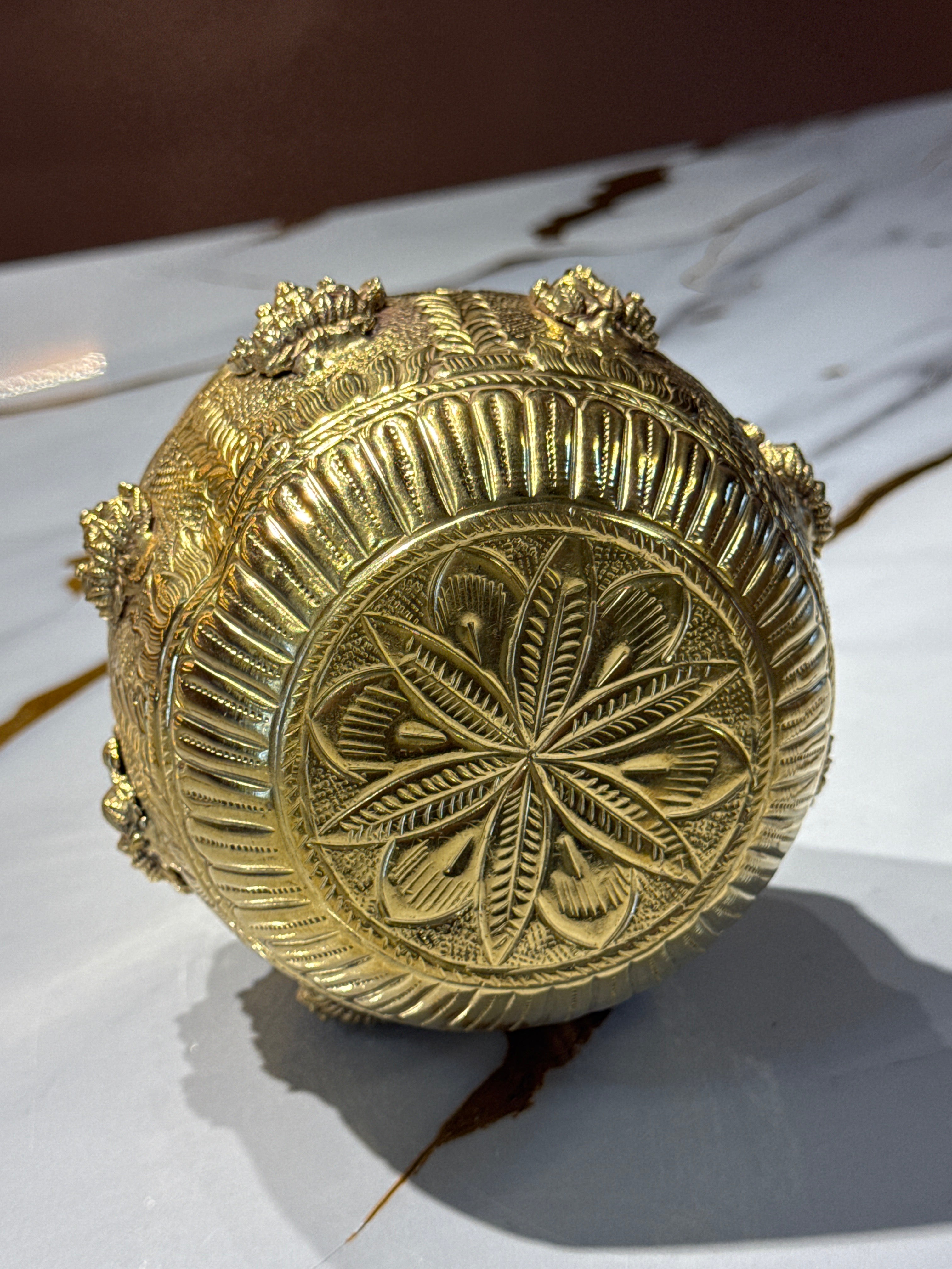 Handcrafted Brass Ashtalakshmi Kalasam / Embossed Divine Brass Pot