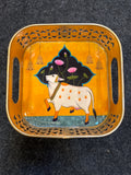 Gold Finish Metal Tray Square 6 inch - Design D