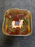 Gold Finish Metal Tray Square 6 inch - Design G