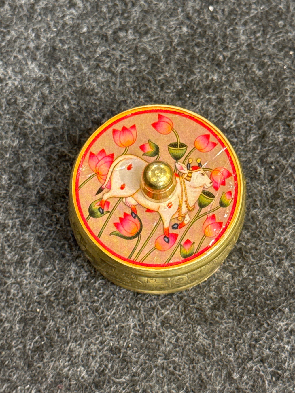 Brass Pichwai Kum Kum Holder - Design H