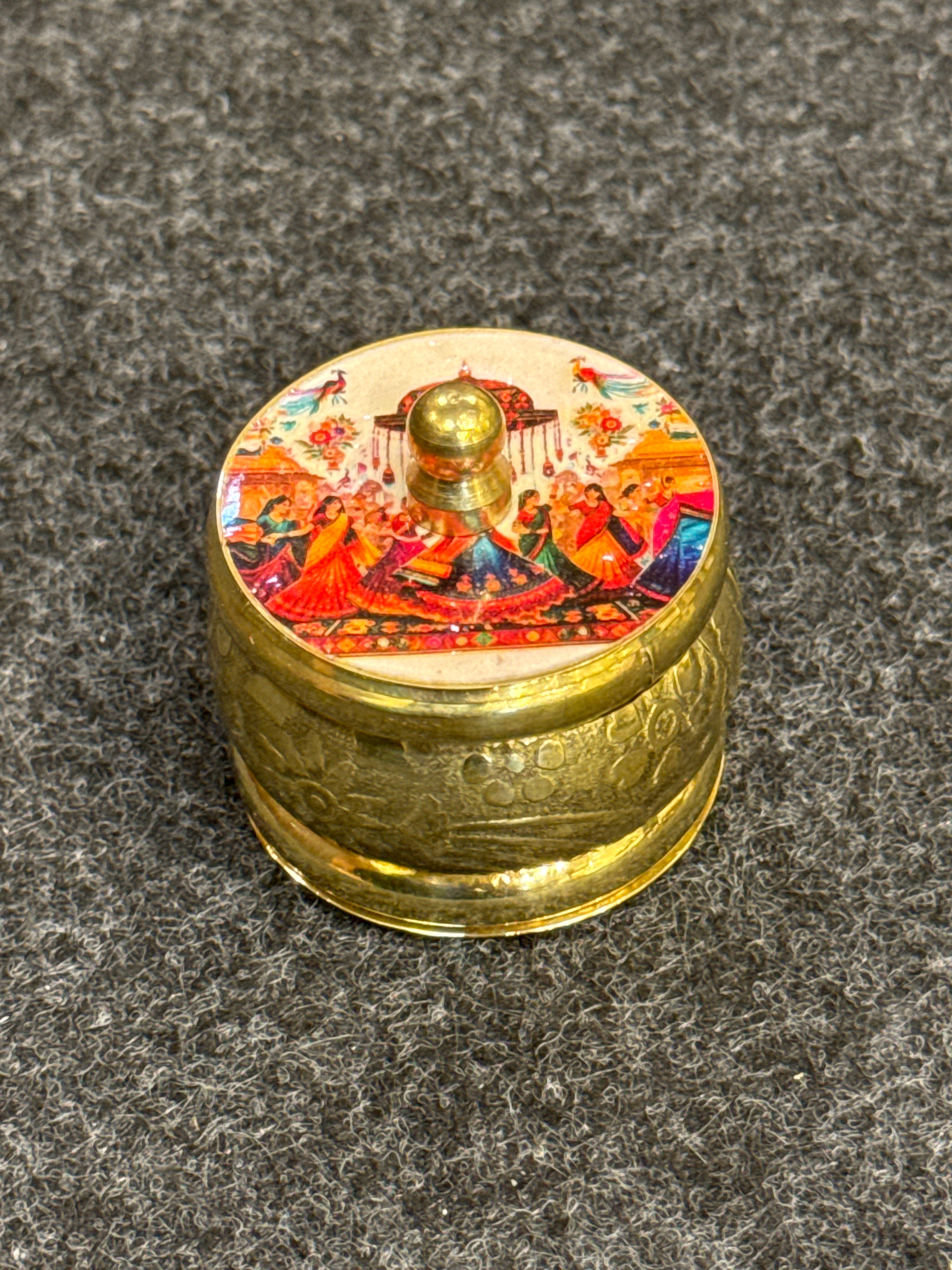 Brass Pichwai Kum Kum Holder - Design C