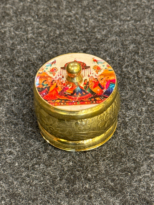 Brass Pichwai Kum Kum Holder - Design C