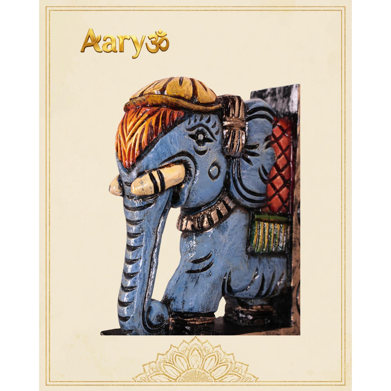 Hand-Painted Wooden Elephant Head Wall Bracket – Set of 2 (12×6″)