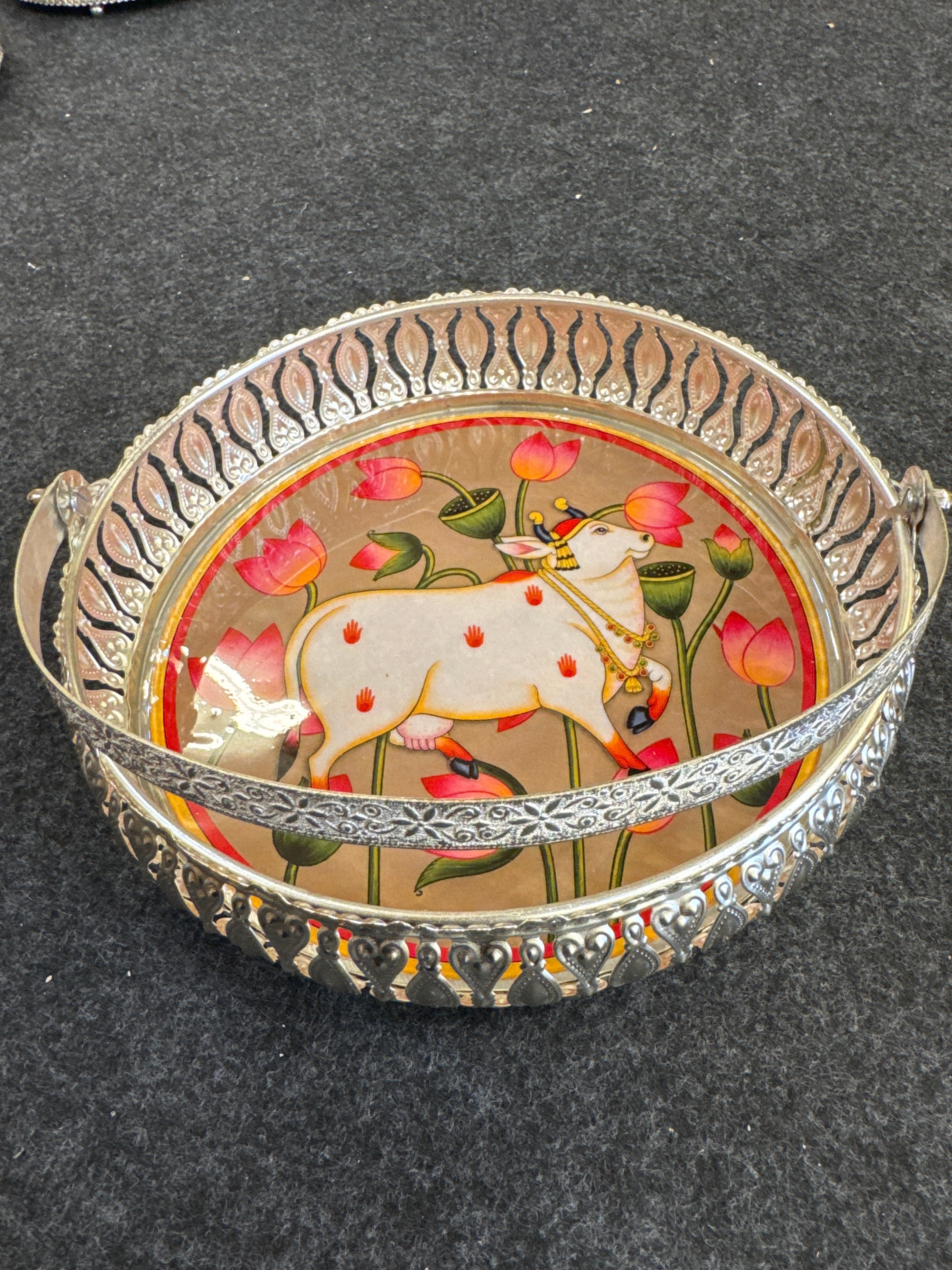 German Silver Round Tray 8 inch - Design H