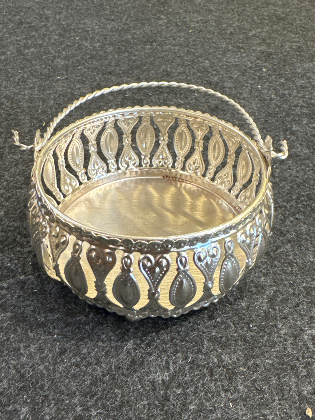 German Silver Round Basket 4 inch - Plain
