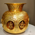 Brass Ashtalakshmi Kalash for Pooja (Yellow, 8″)