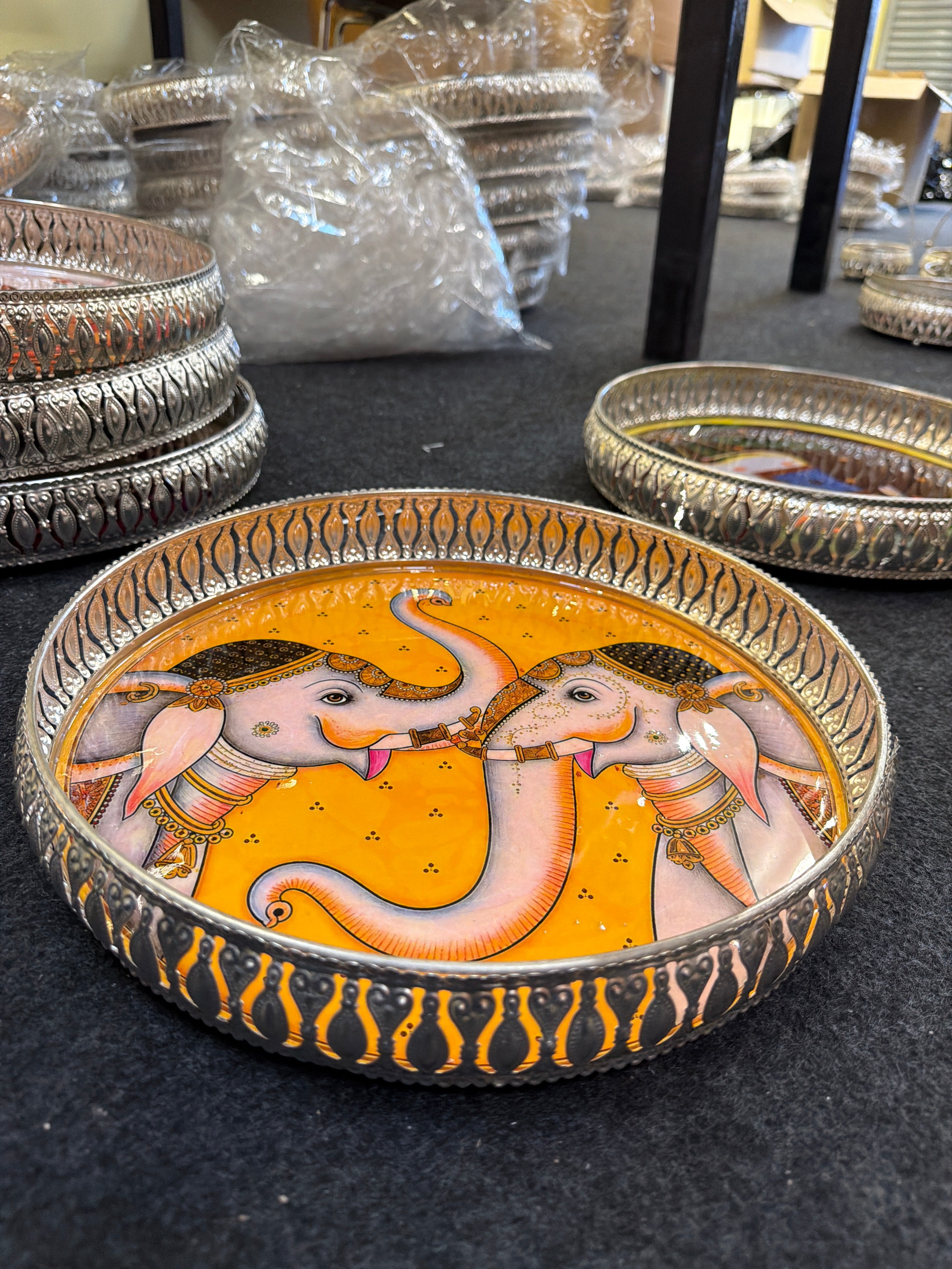 German Silver Round Tray 12 inch - Design E