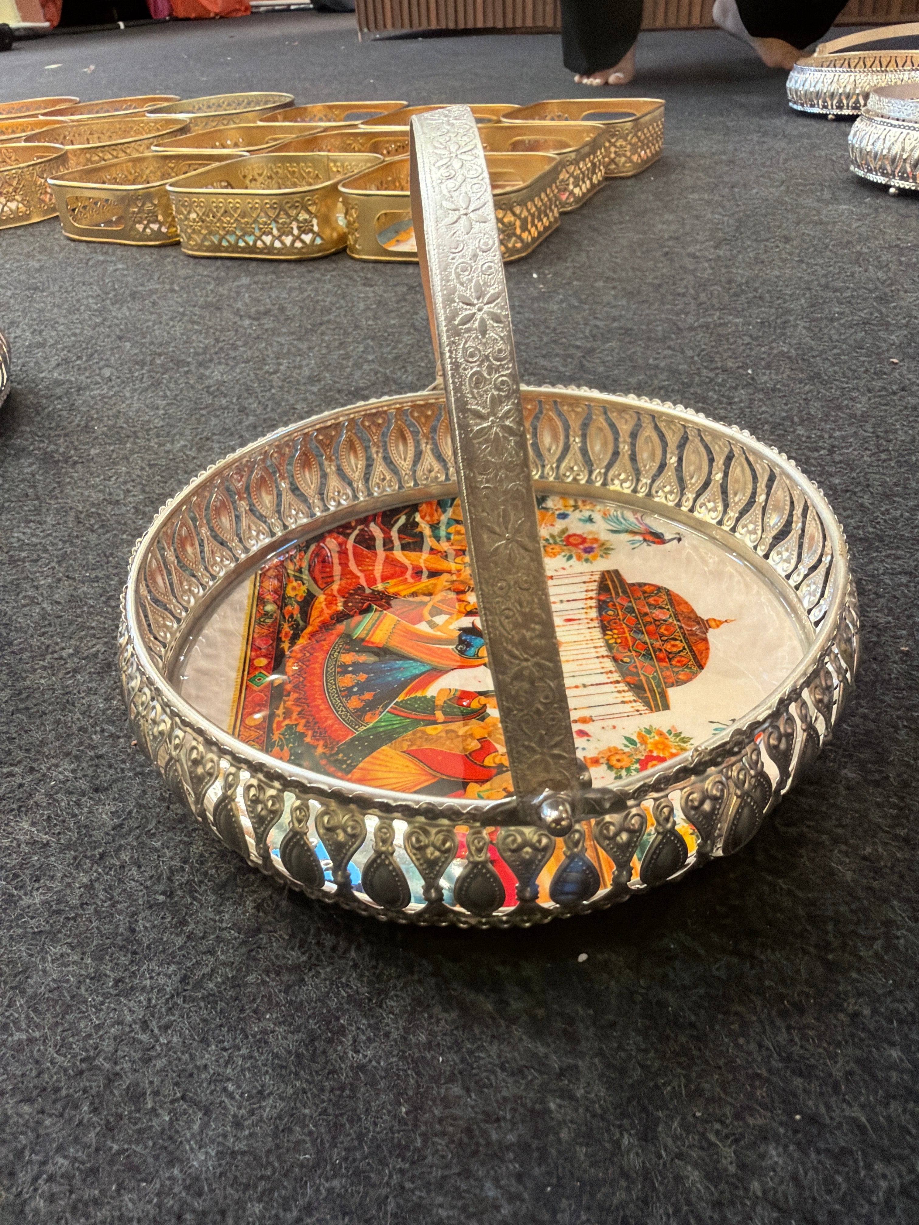 German Silver Round Tray 8 inch - Design C