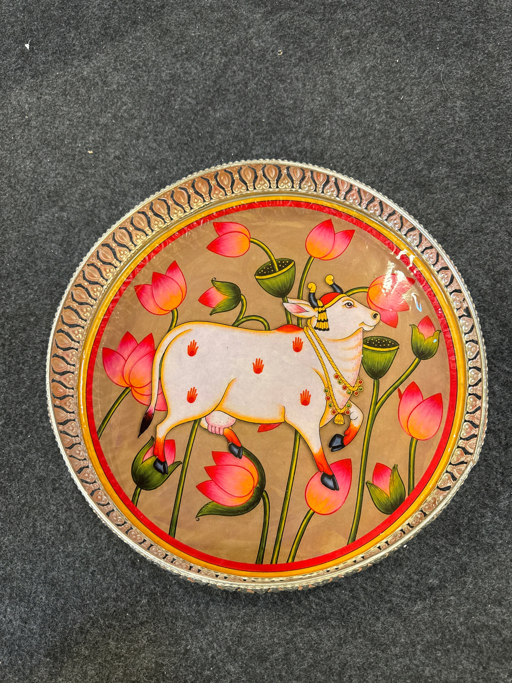 German Silver Round Tray 12 inch - Design H