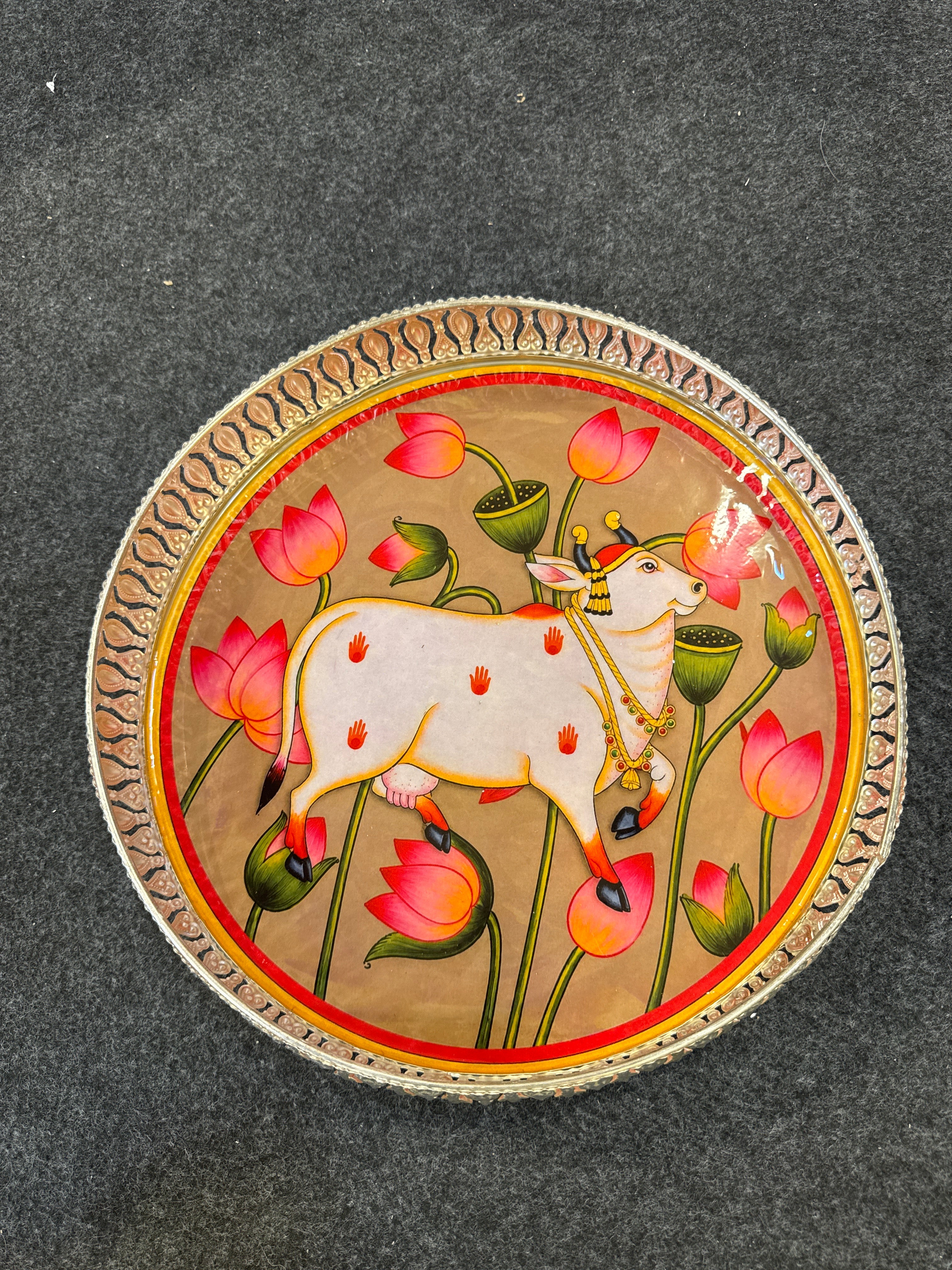 German Silver Round Tray 12 inch - Design H