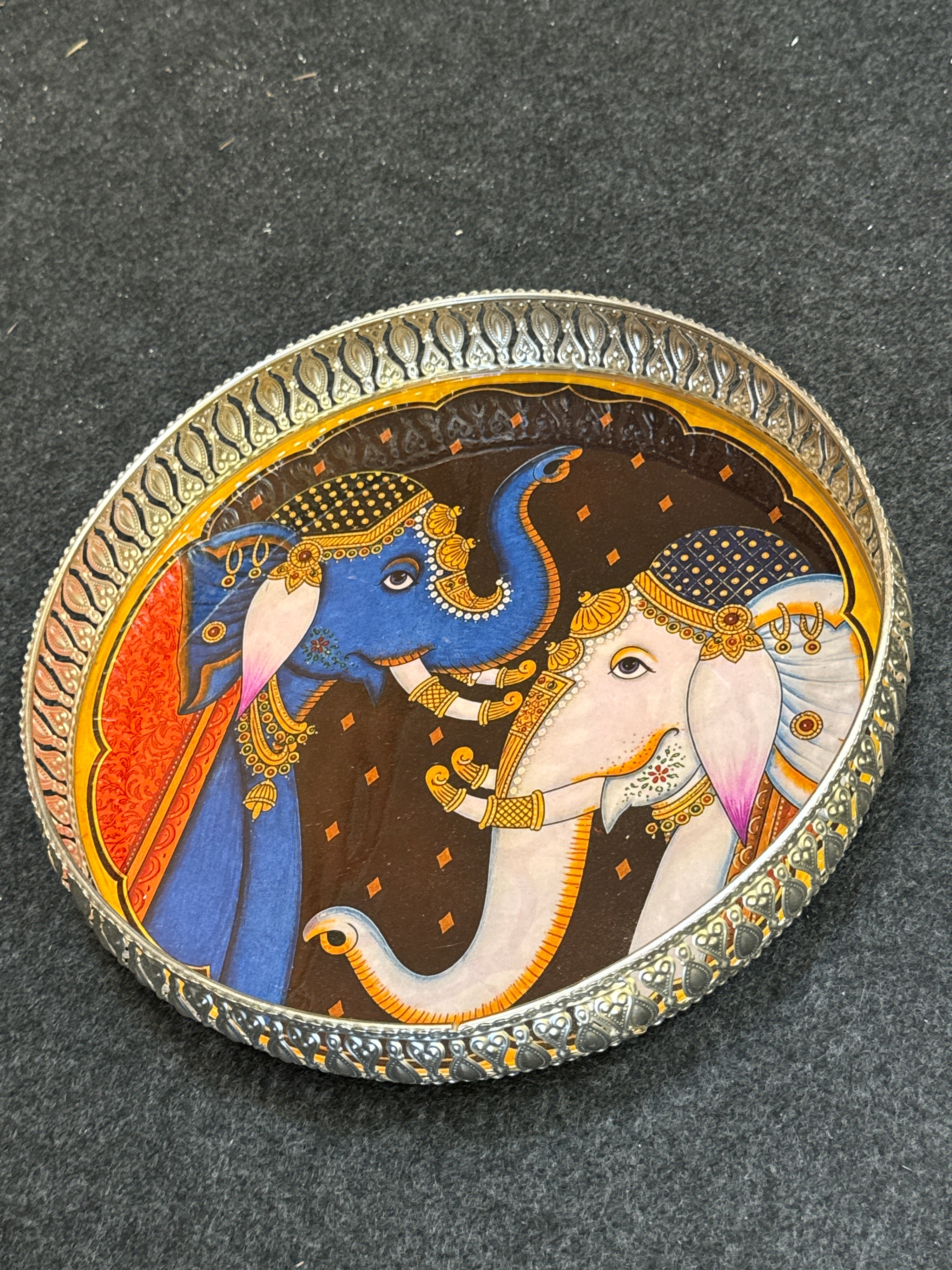 German Silver Round Tray 12 inch - Design F