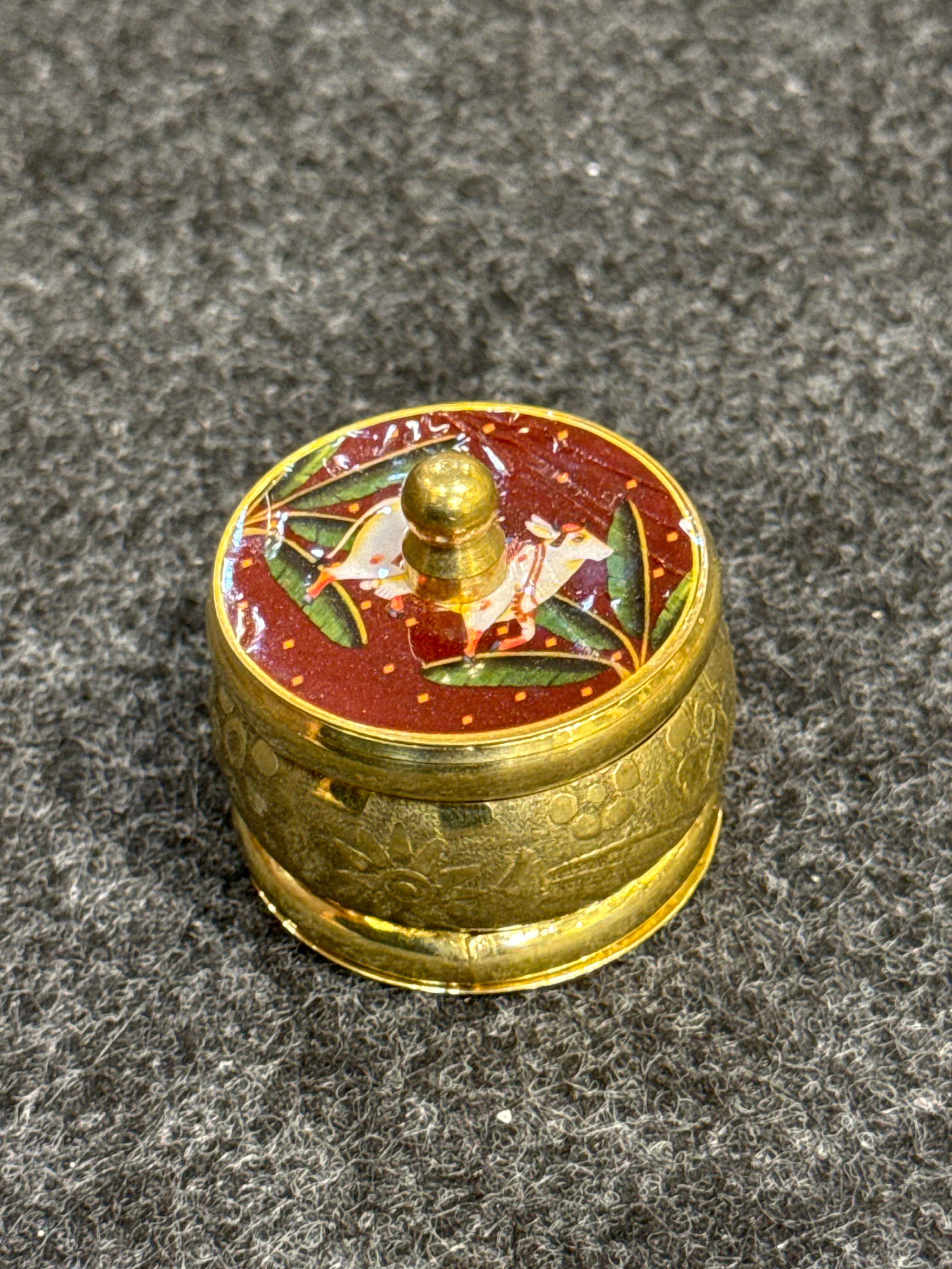 Brass Pichwai Kum Kum Holder - Design G