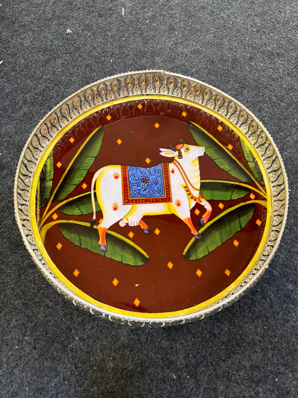 German Silver Round Tray 12 inch - Design G