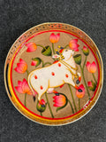 Gold Finish Metal Tray Round 8 inch - Design H