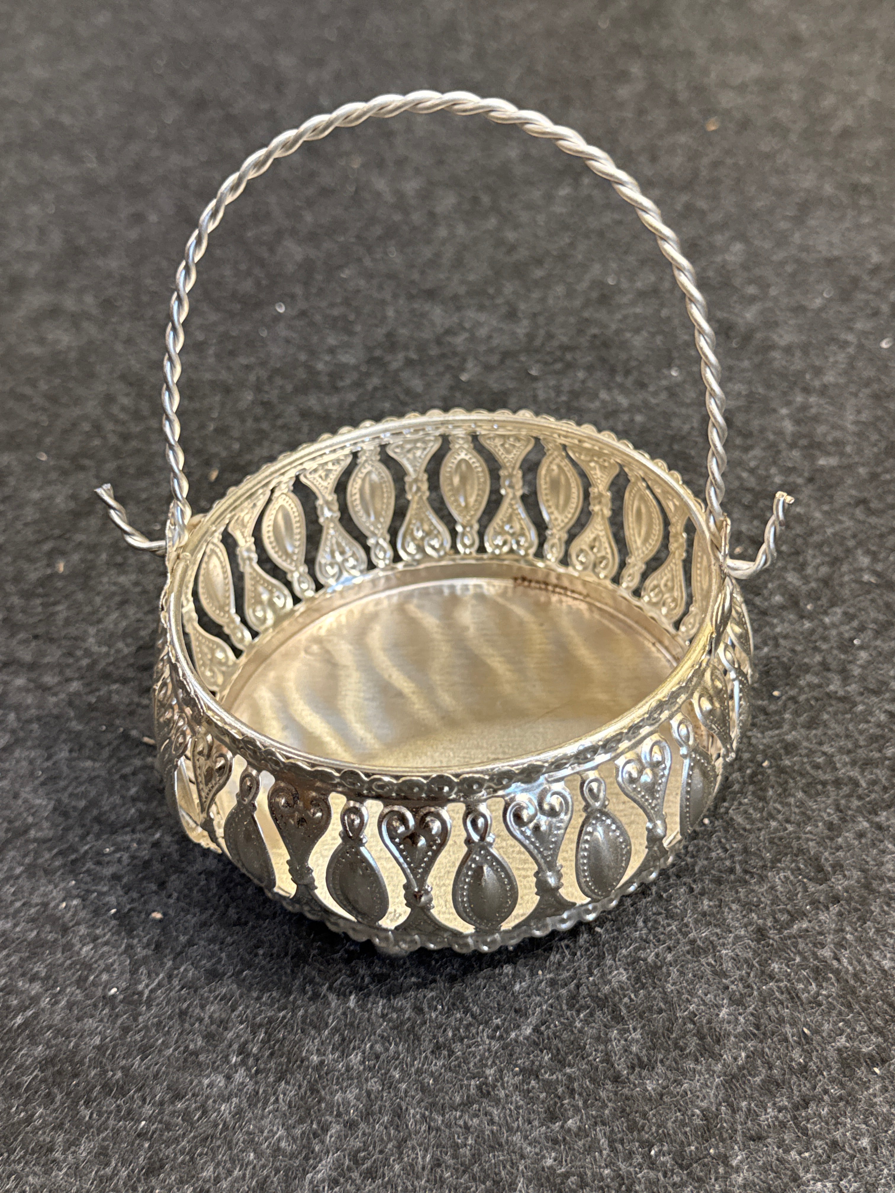 German Silver Round Basket 4 inch - Plain
