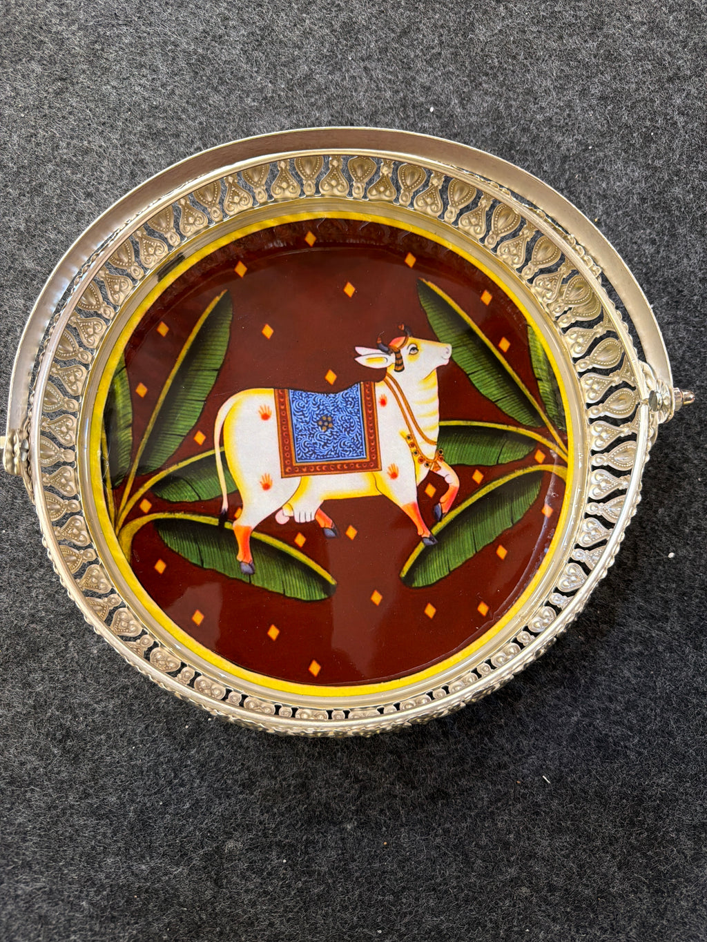 German Silver Round Tray 8 inch - Design G
