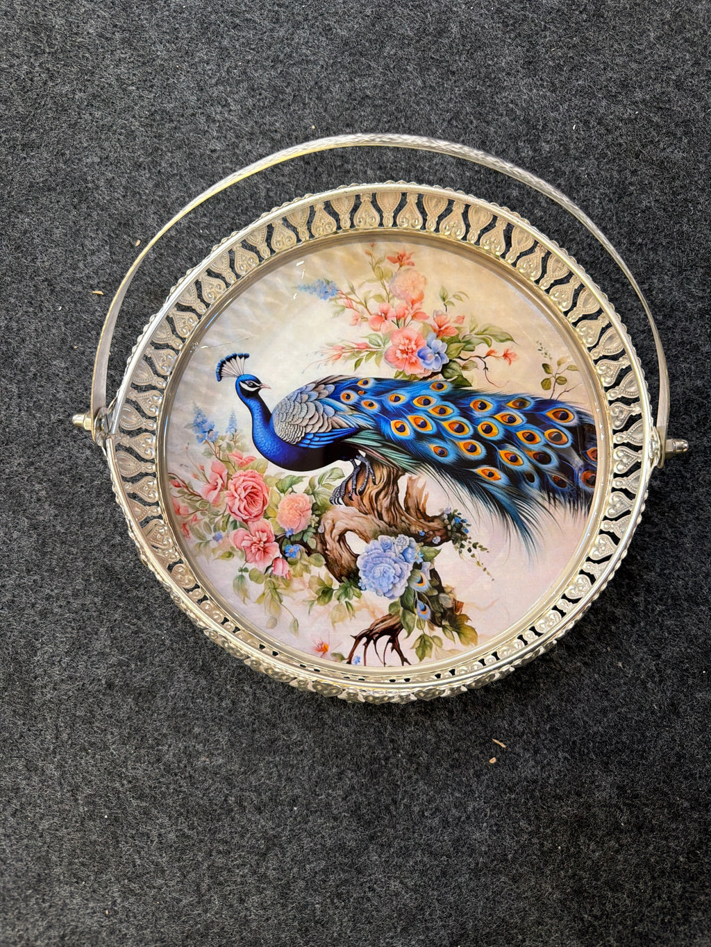 German Silver Round Tray 8 inch - Design B