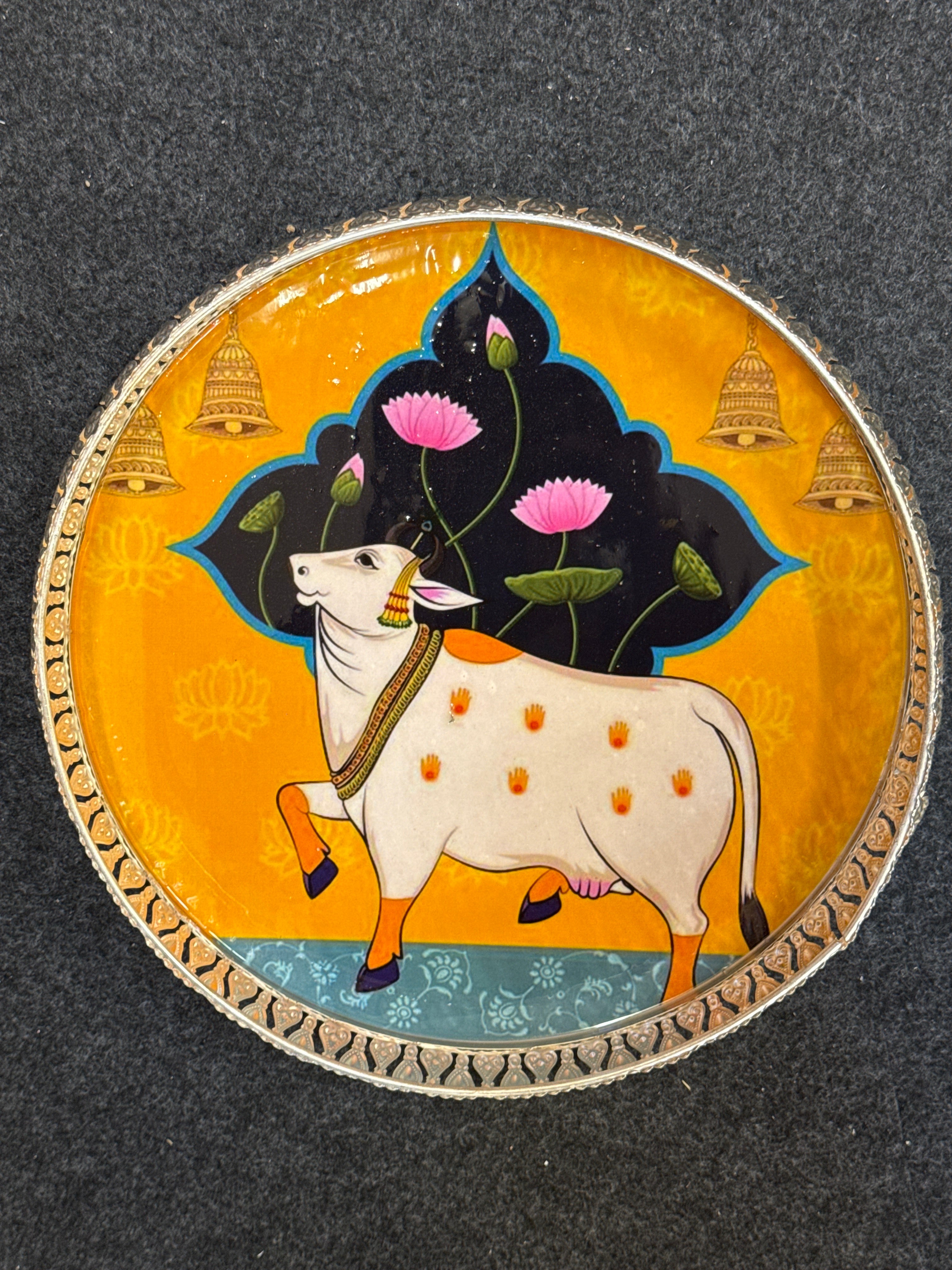German Silver Round Tray 12 inch - Design D