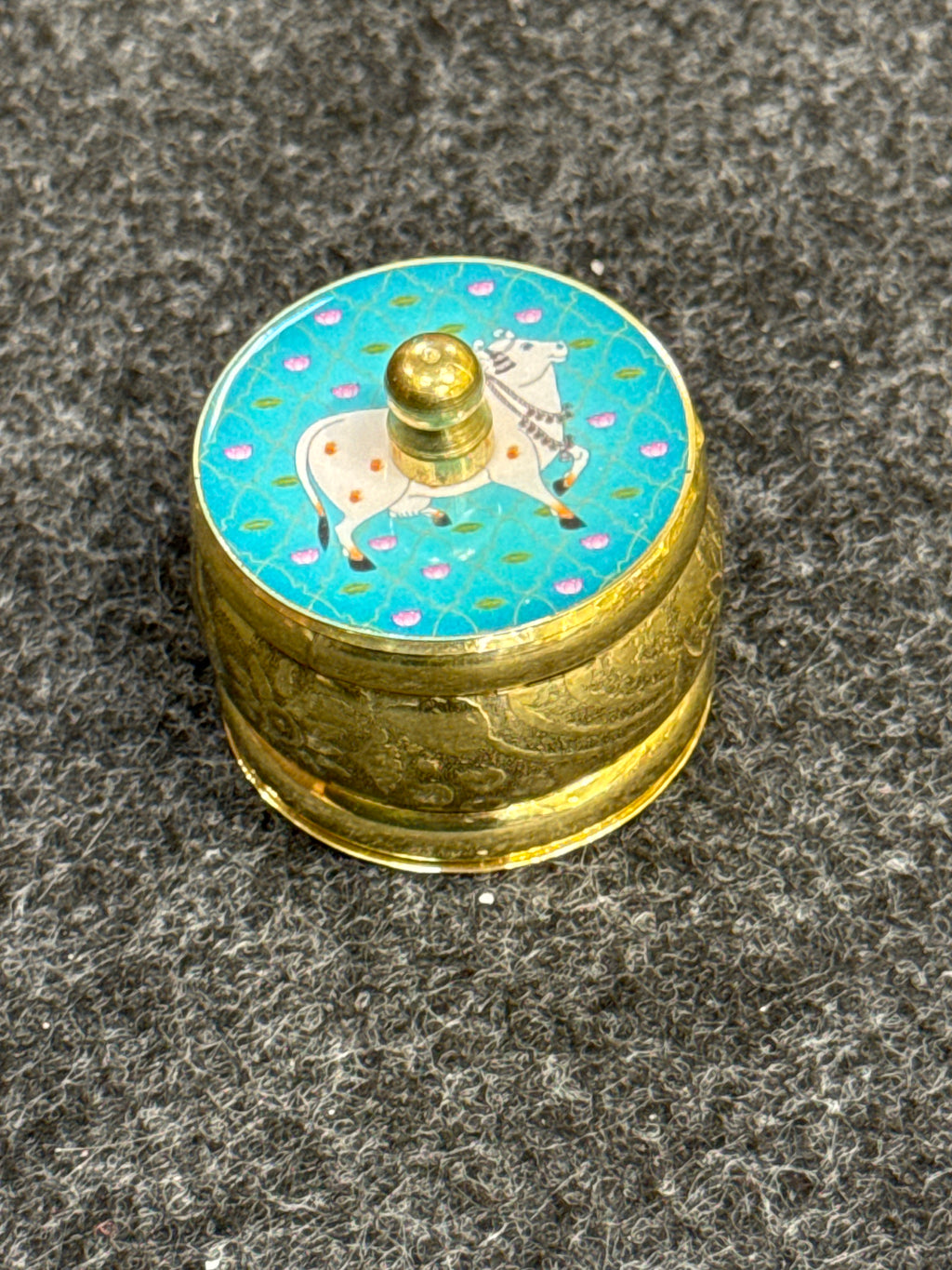 Brass Pichwai Kum Kum Holder - Design I