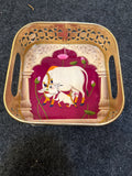 Gold Finish Metal Tray Square 6 inch - Design A