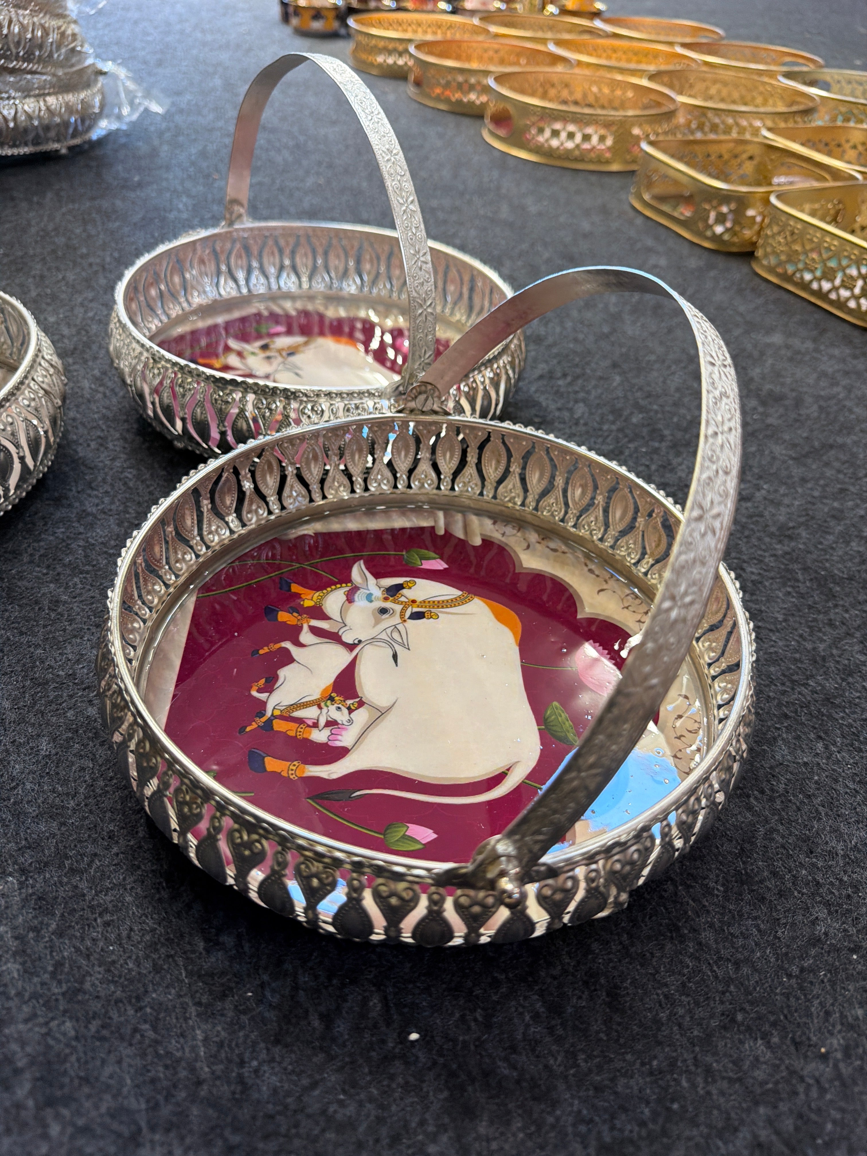 German Silver Round Tray 8 inch - Design A